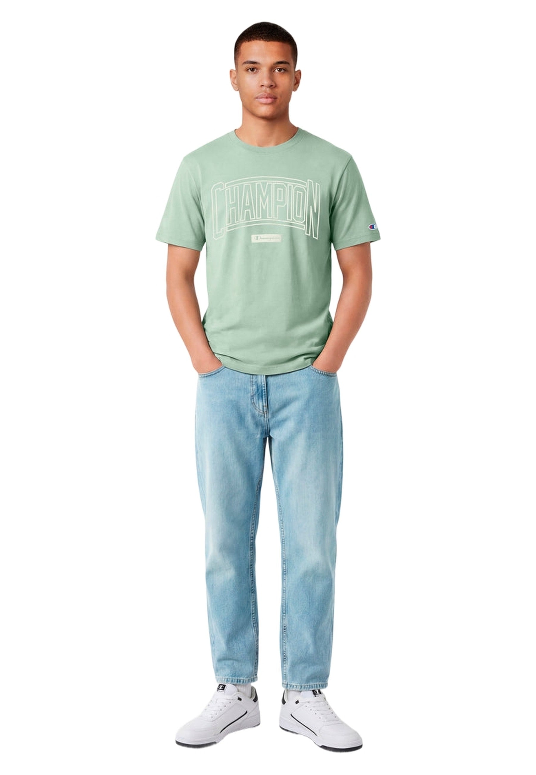 CAMISETA CHAMPION VERDE PUFF PRINT CREWNECK TEE