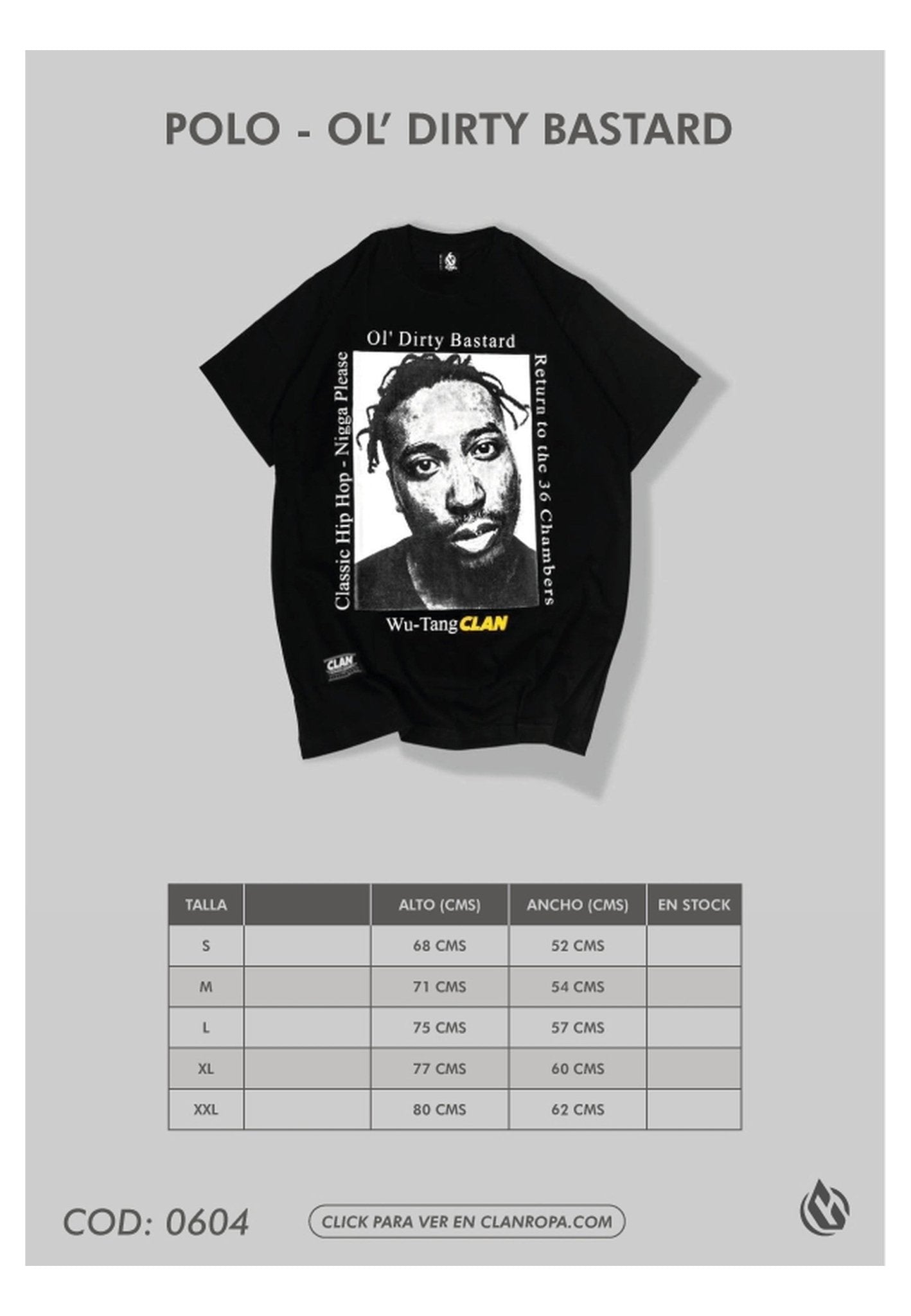 CAMISETA CLAN NEGRA OL´DIRTY BASTARD - AREA ZERO