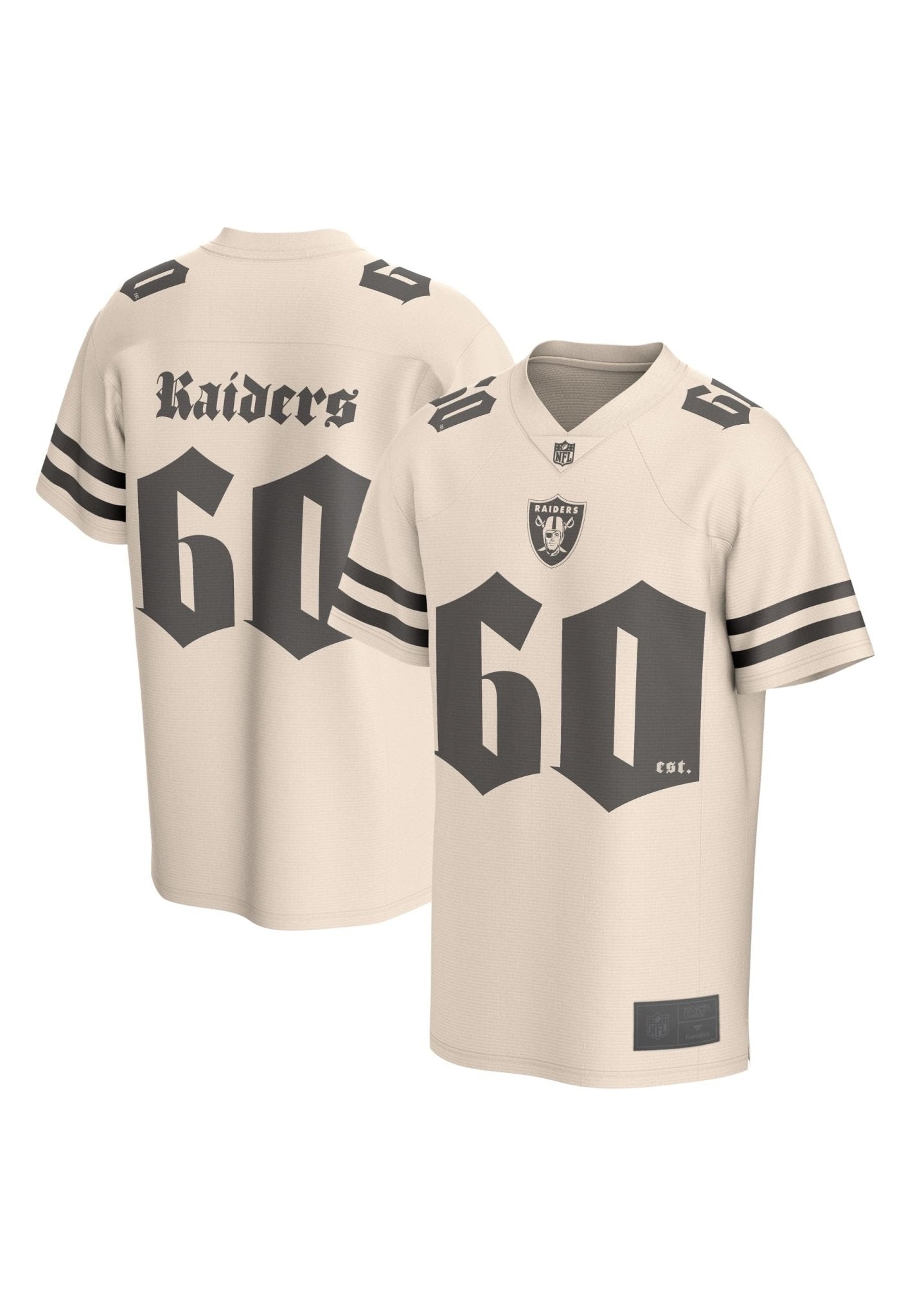 CAMISETA FANATICS GRIS LAS VEGAS RAIDERS GOTHIC FOUNDATION FASHION NFL JERSEY - AREA ZERO