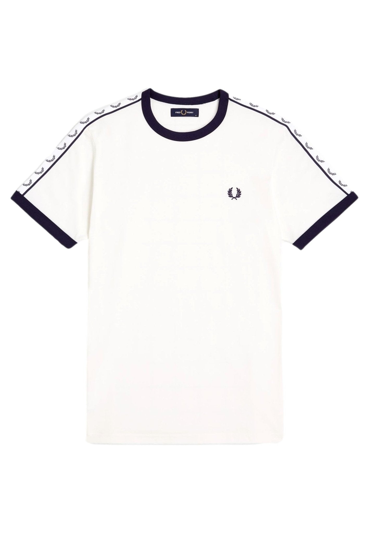CAMISETA FRED FERRY BLANCA FRANJAS HOMBRO BORDADO PECHO - AREA ZERO