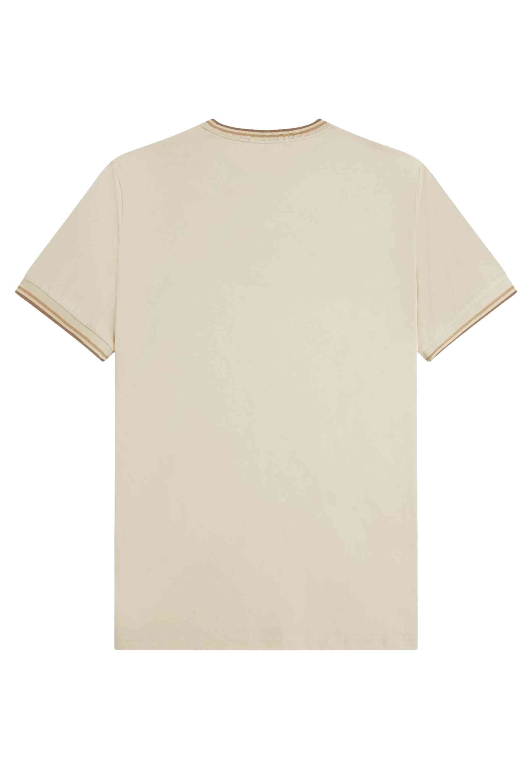 CAMISETA FRED PERRY BEIGE CONTRAST RIBETED TEE