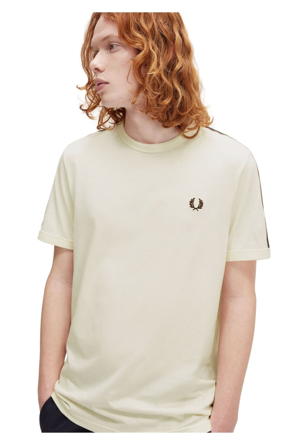 CAMISETA FRED PERRY BEIGE CONTRAST TAPE RINGER TEE - AREA ZERO