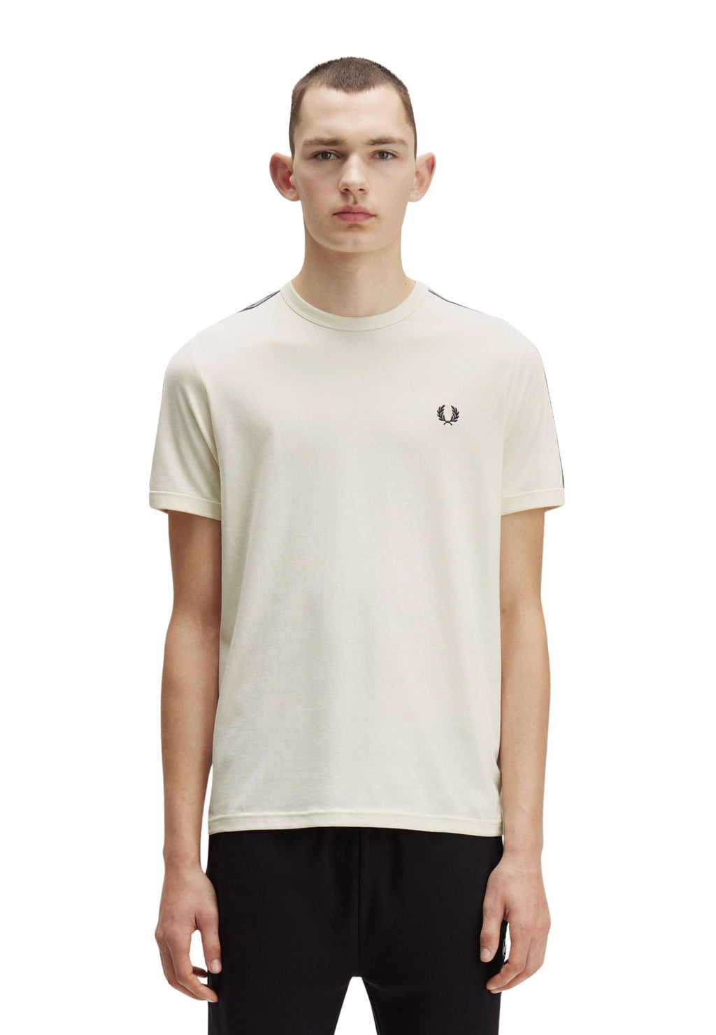 CAMISETA FRED PERRY BEIGE CONTRAST TAPE RINGER TEE