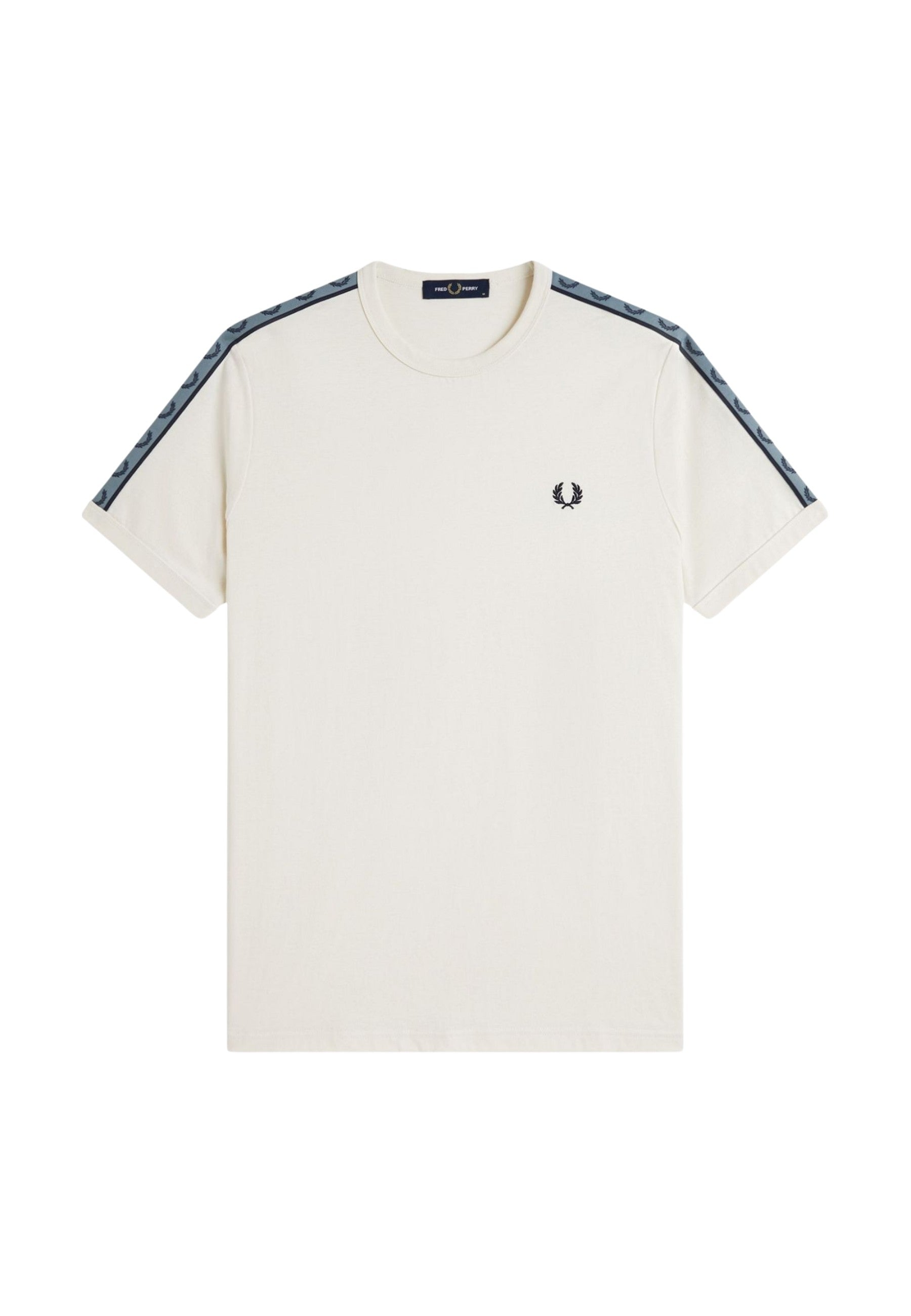 CAMISETA FRED PERRY BEIGE CONTRAST TAPE RINGER TEE