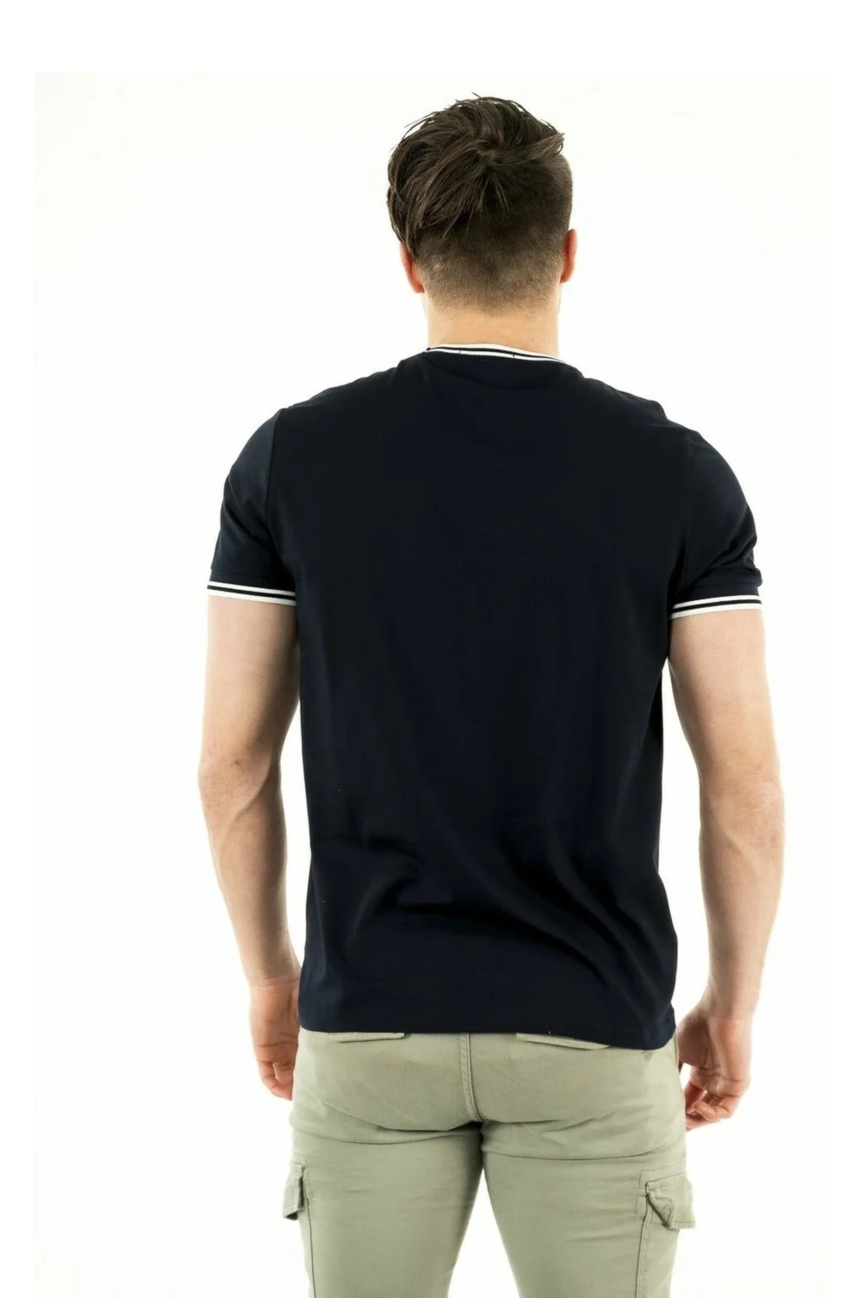 CAMISETA FRED PERRY MARINO VIVO CUELLO MANGAS LOGO BORDADO PECHO