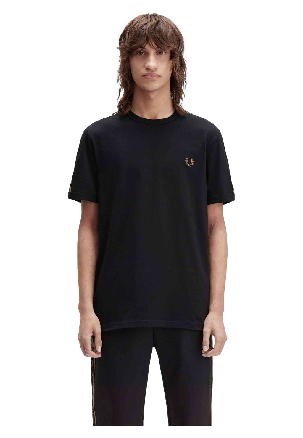 CAMISETA FRED PERRY NEGRA CONTRAST TAPE RINGER TEE