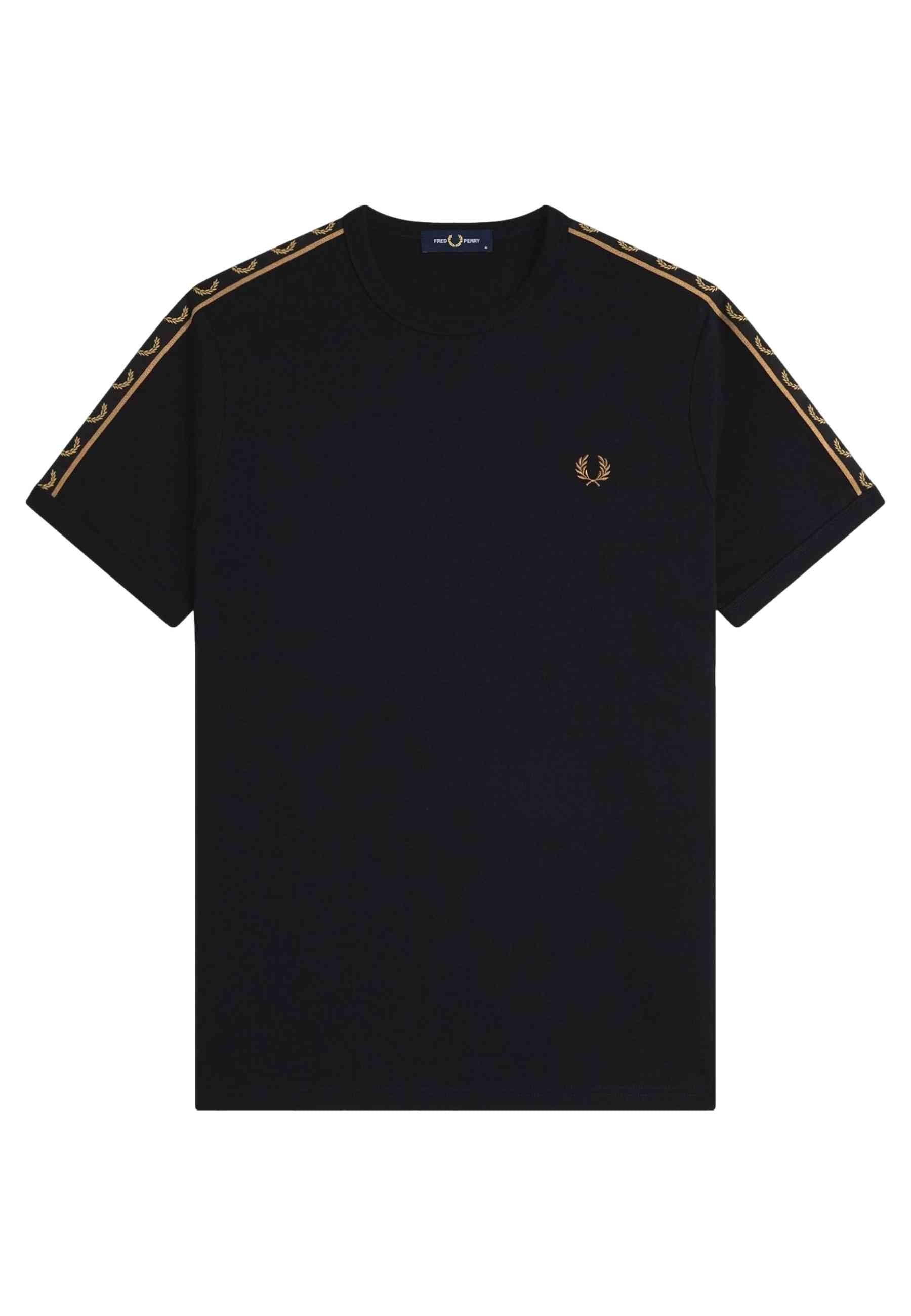 CAMISETA FRED PERRY NEGRA CONTRAST TAPE RINGER TEE