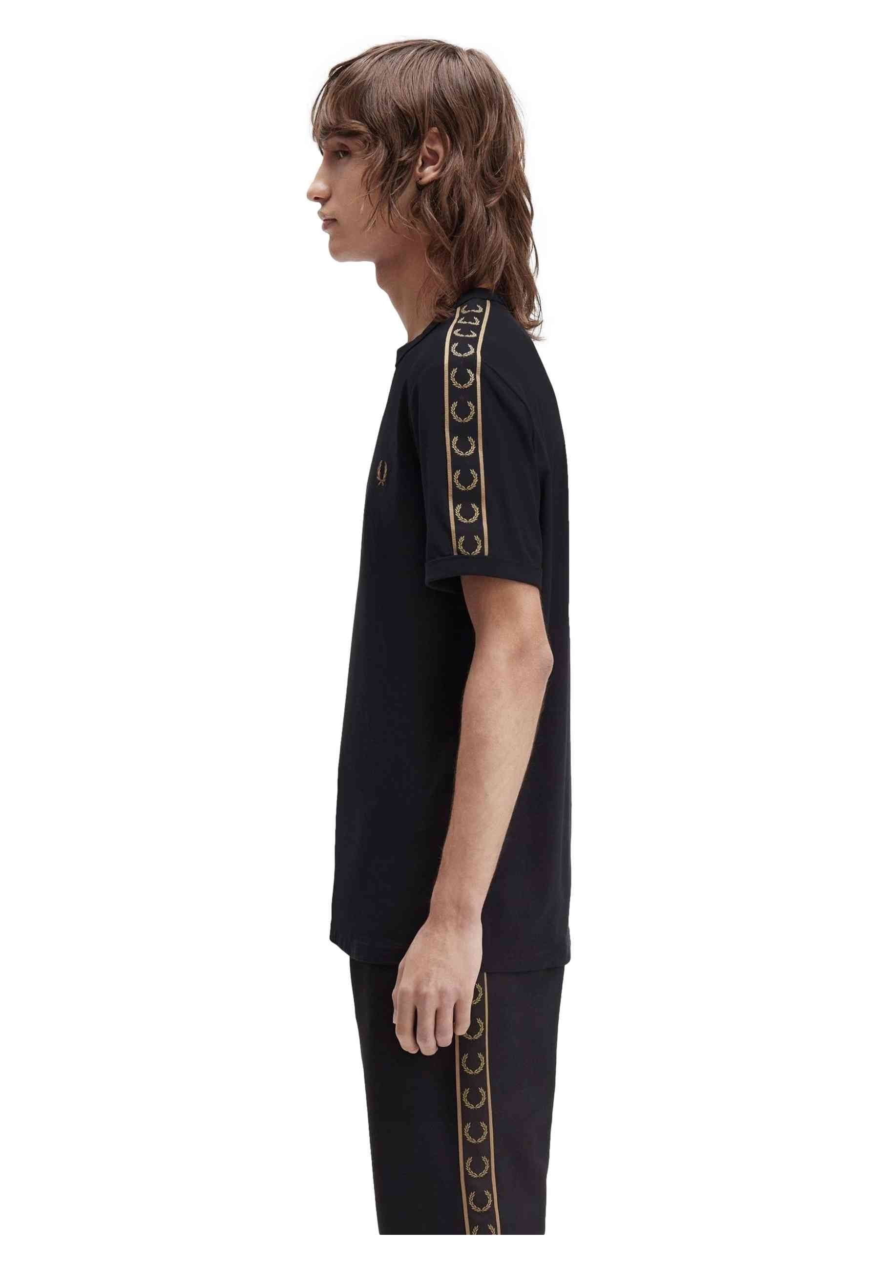 CAMISETA FRED PERRY NEGRA CONTRAST TAPE RINGER TEE