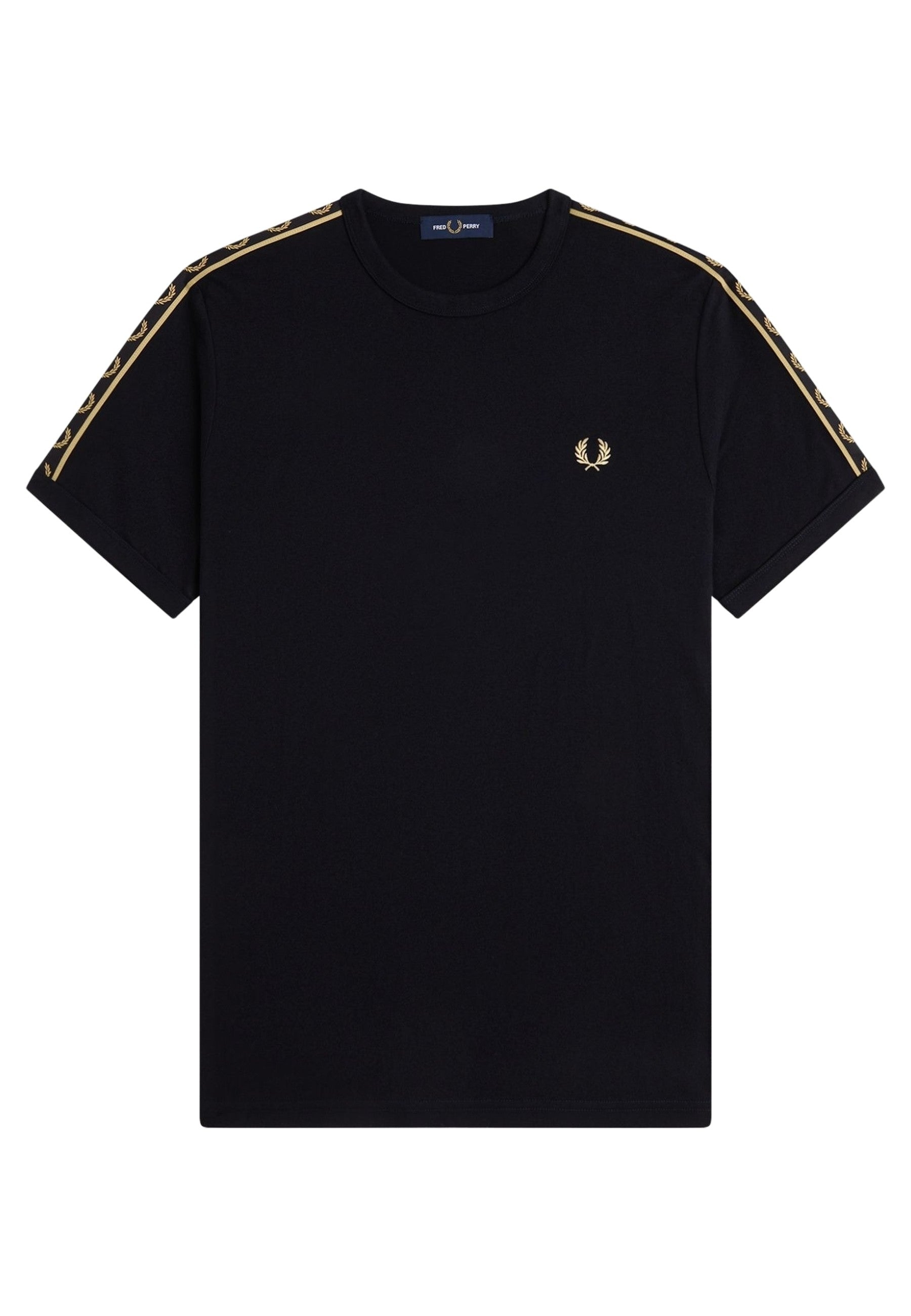 CAMISETA FRED PERRY NEGRA CONTRAST TAPE RINGER TEE