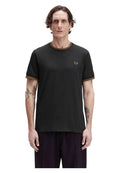CAMISETA FRED PERRY NEGRA/MARRON CONTRAST RIBETED TEE