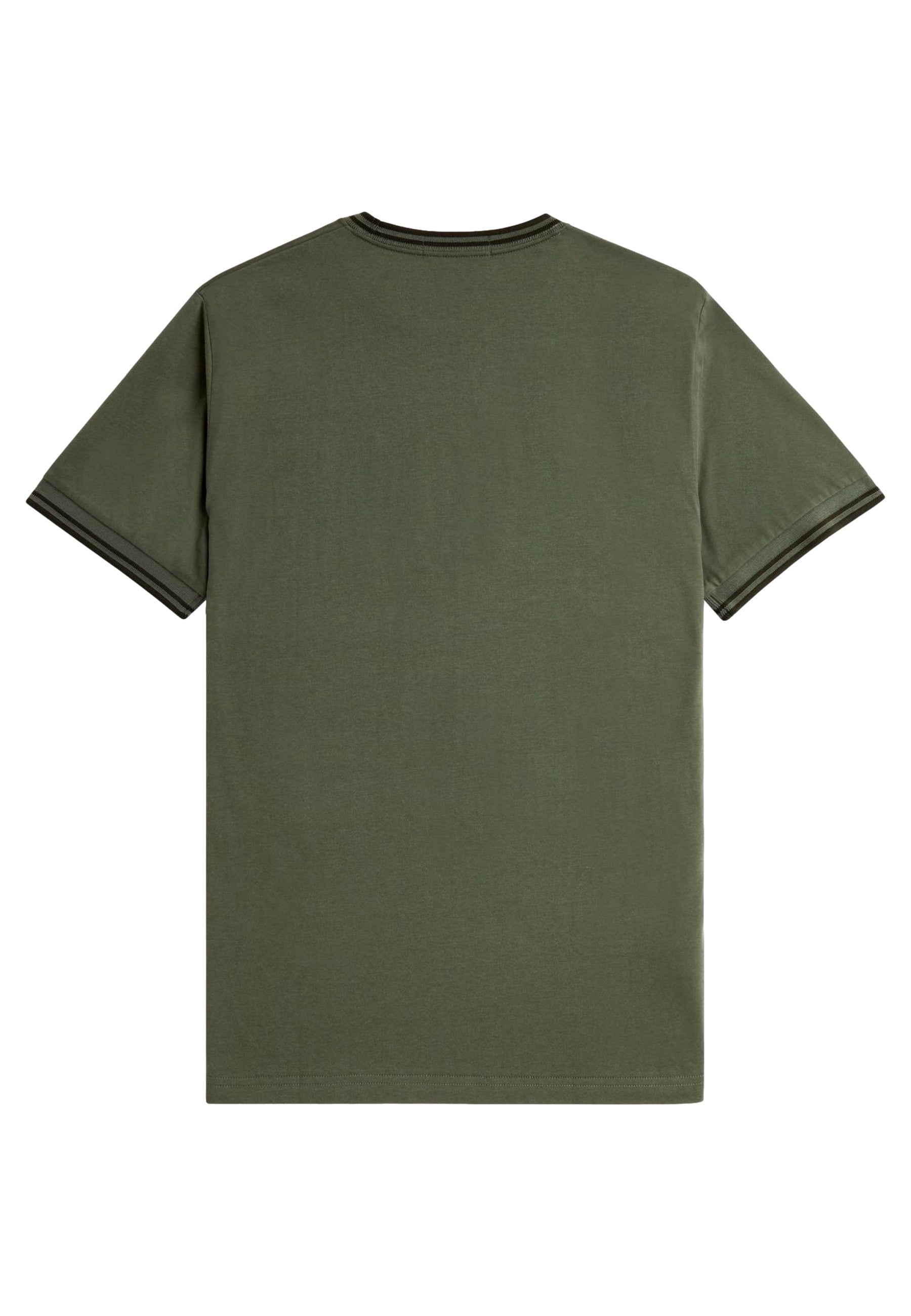 CAMISETA FRED PERRY VERDE CONTRAST RIBETED NECK W49 TEE