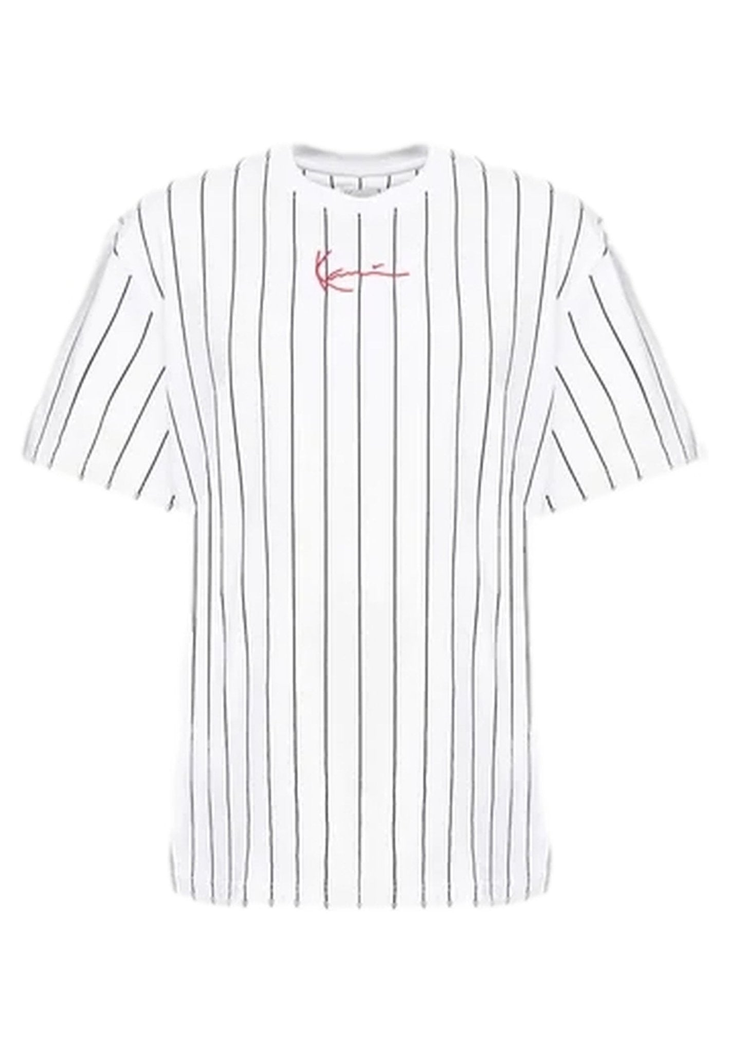 CAMISETA KARL KANI BLANCA SMALL LOGO PINSTRIPE TEE - AREA ZERO