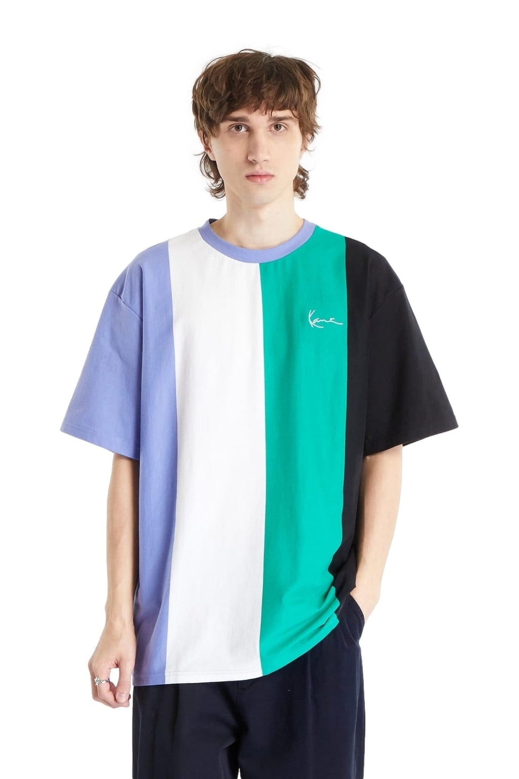 CAMISETA KARL KANI CHEST SIGNATURE OS STRIPPED TEE - AREA ZERO