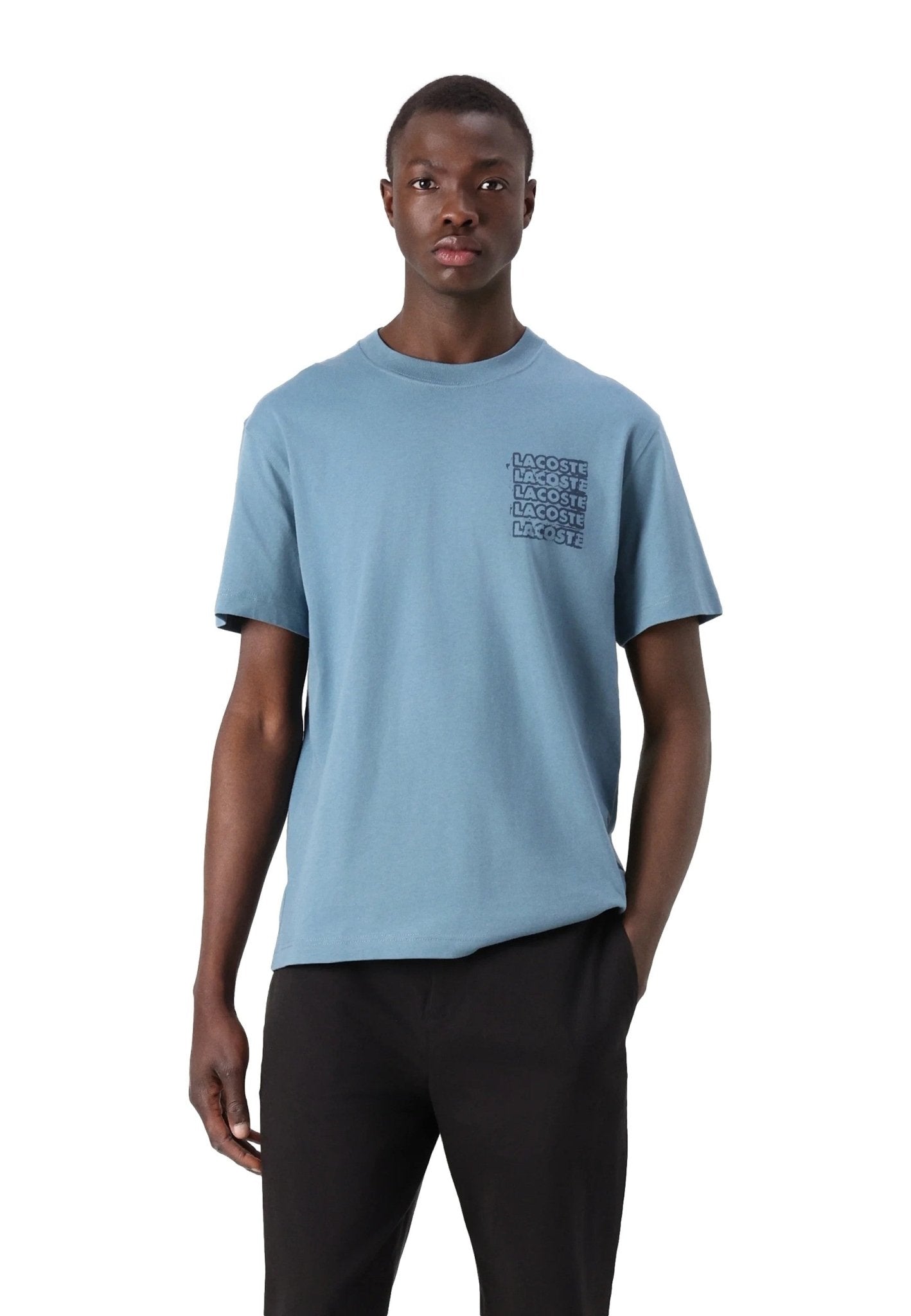 CAMISETA LACOSTE AZUL COTTON GRAPHIC LOGO TEE - AREA ZERO