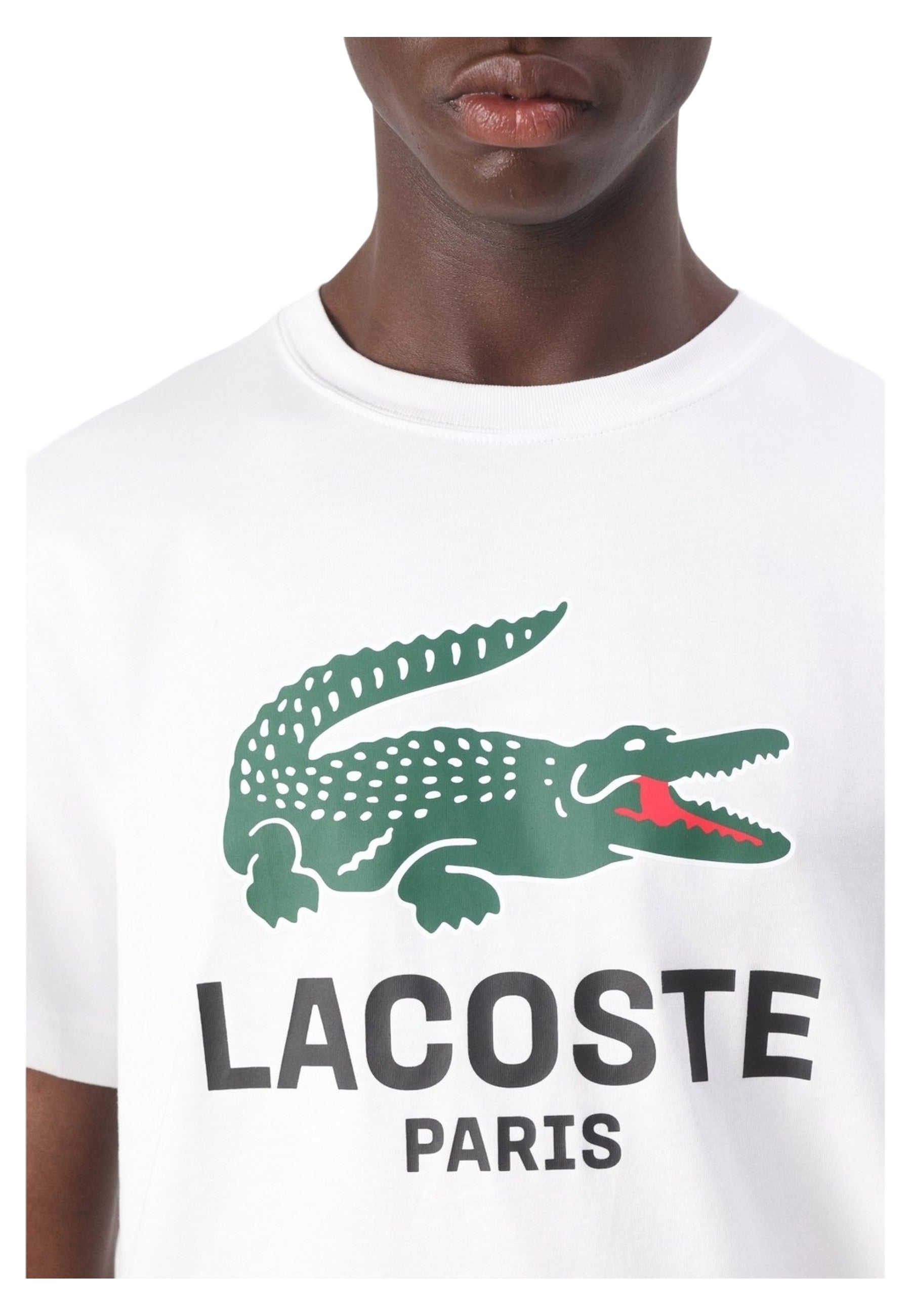 CAMISETA LACOSTE BLANCA BIG CHEST LOGO CREWNECK TEE
