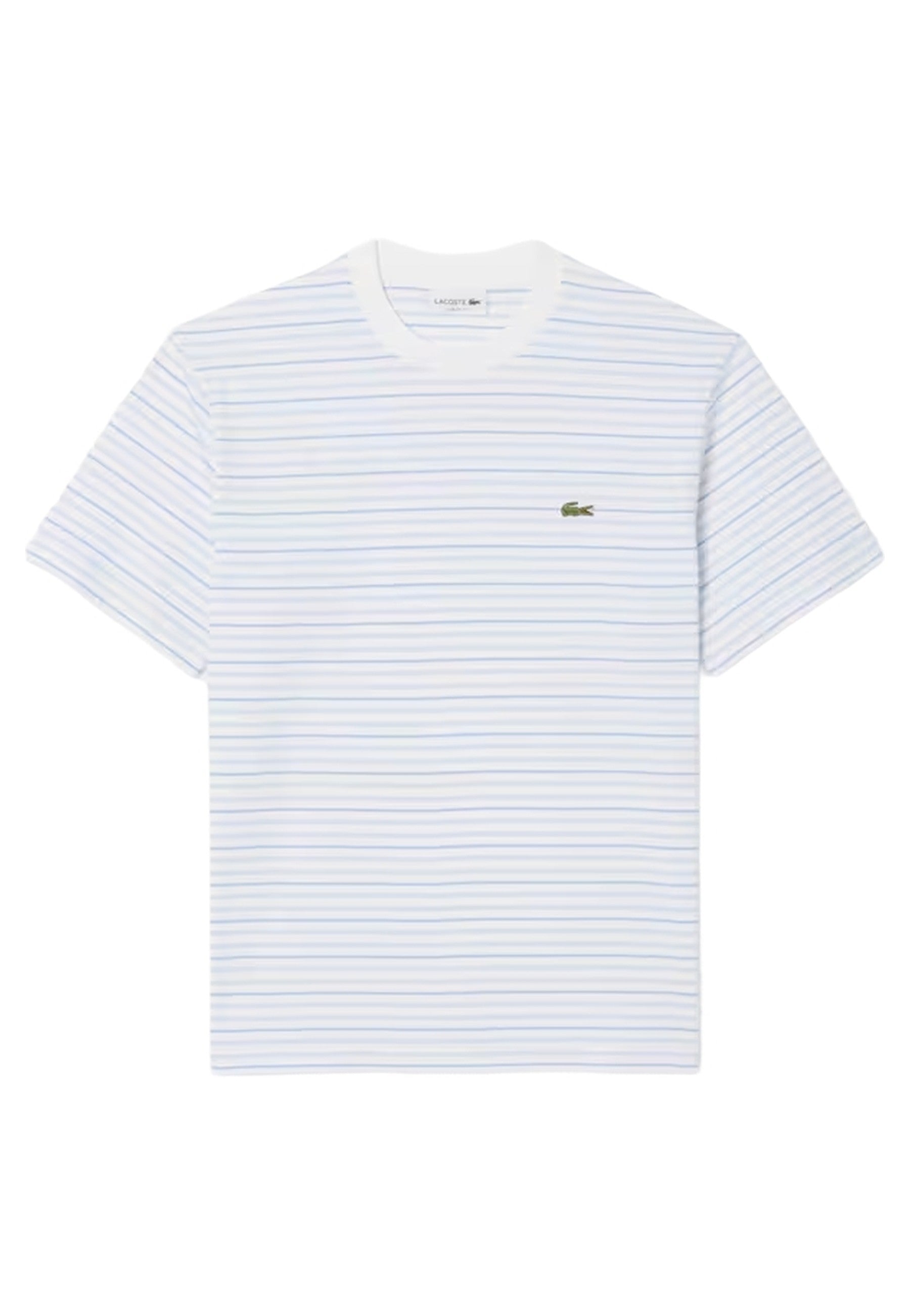 CAMISETA LACOSTE BLANCA RAYAS CREWNECK TEE