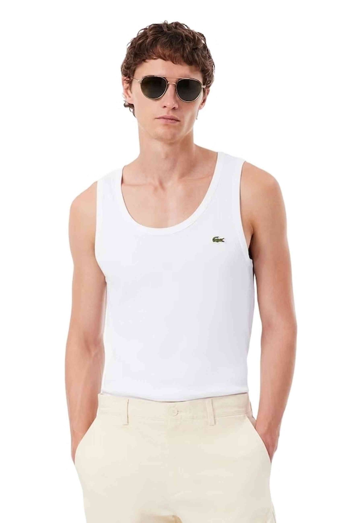CAMISETA LACOSTE BLANCA SLIM FIT SLEEVELESS TEE