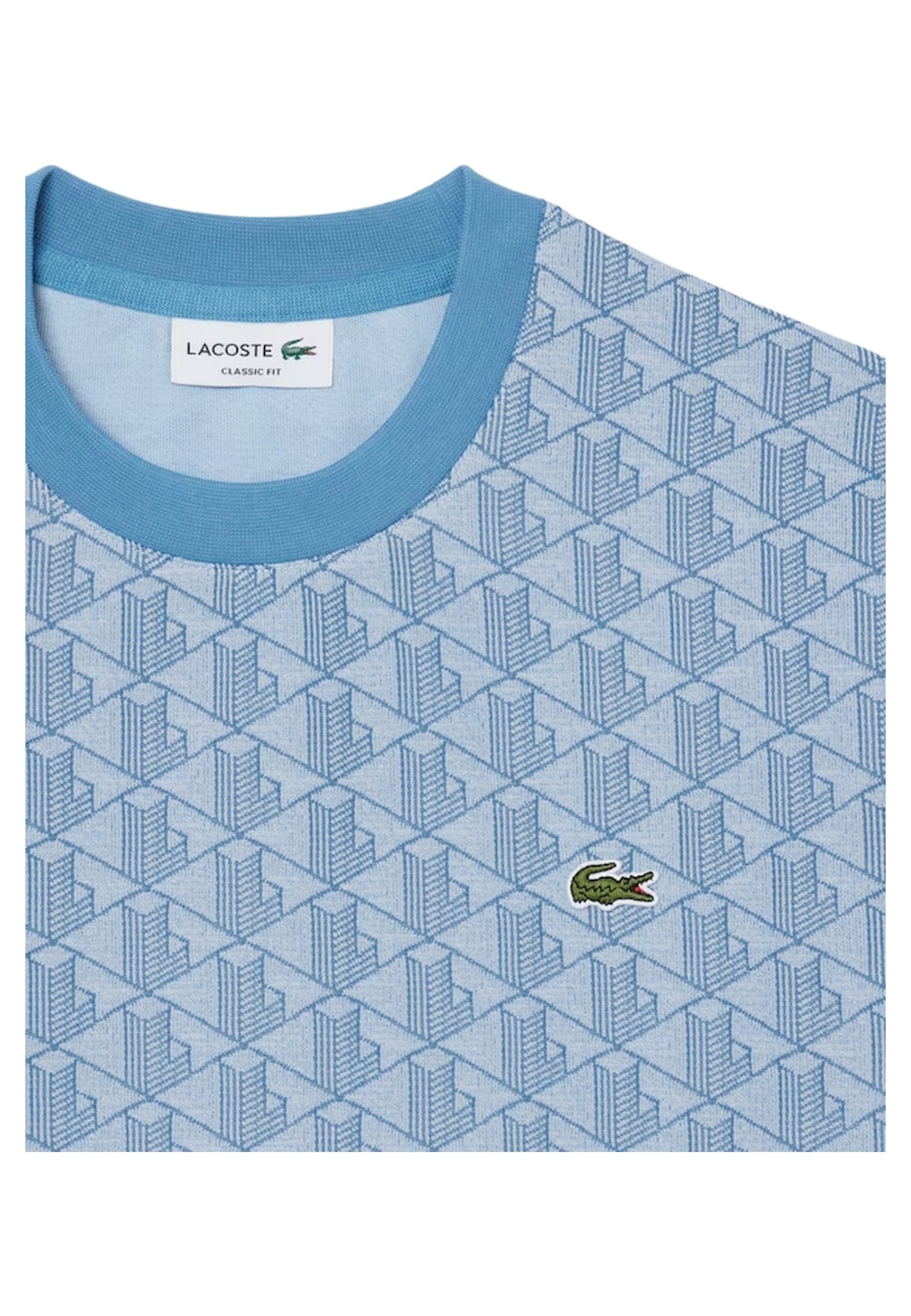 CAMISETA LACOSTE CELESTE JAQUARD MONOGRAM TEE