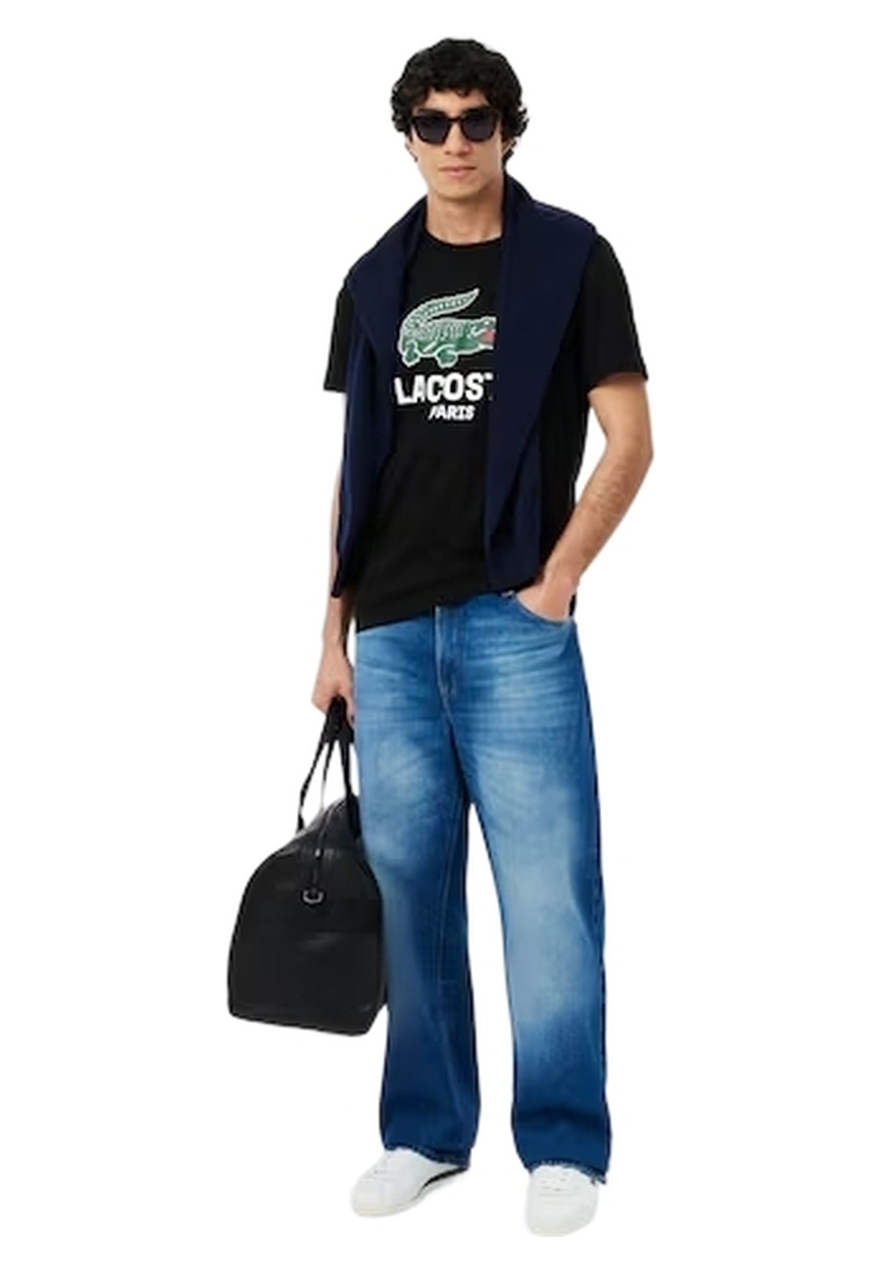 CAMISETA LACOSTE MARINO BIG CHEST CROCO CREWNECK TEE