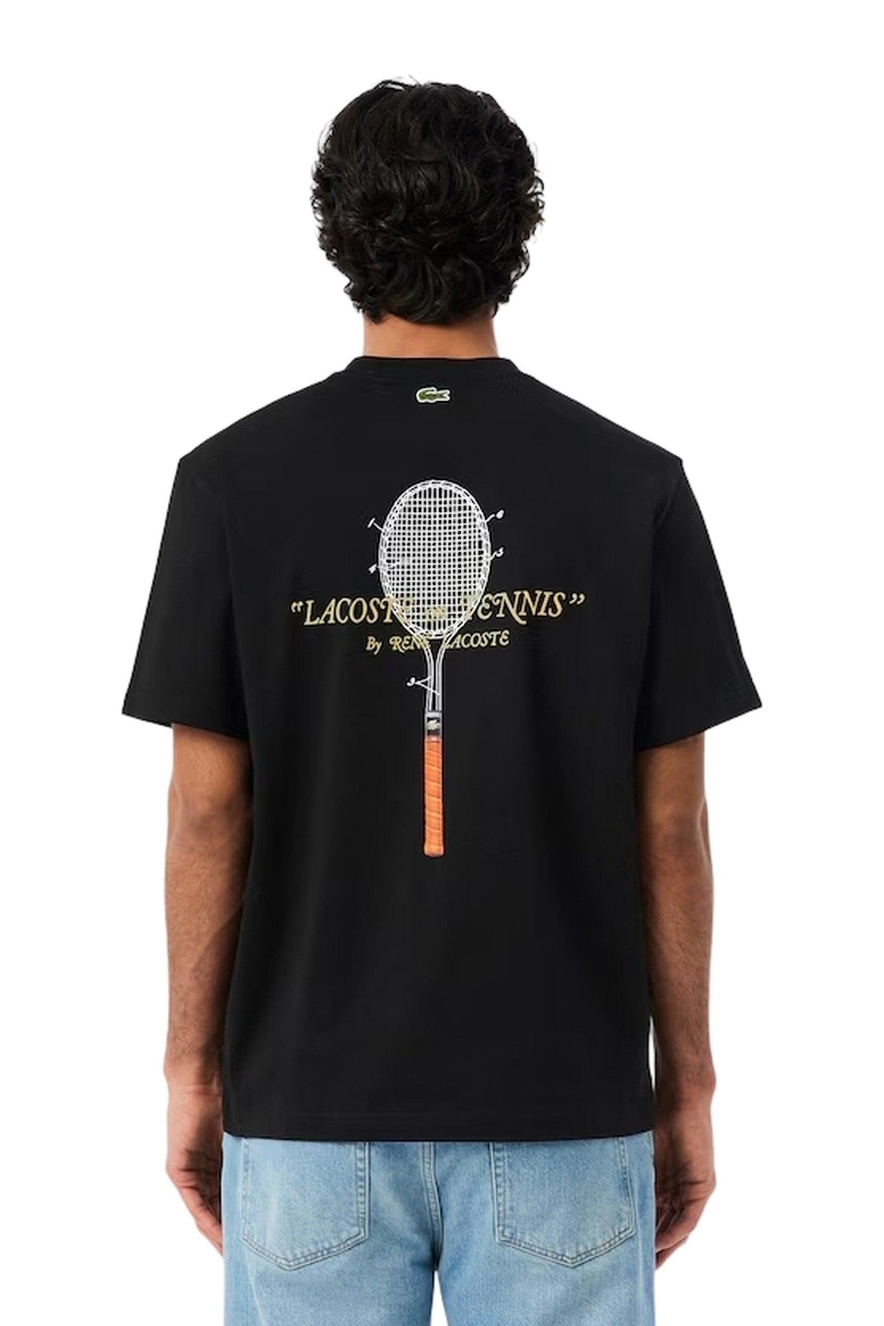 CAMISETA LACOSTE NEGRA BACK EMBROIDERED RACKET TEE