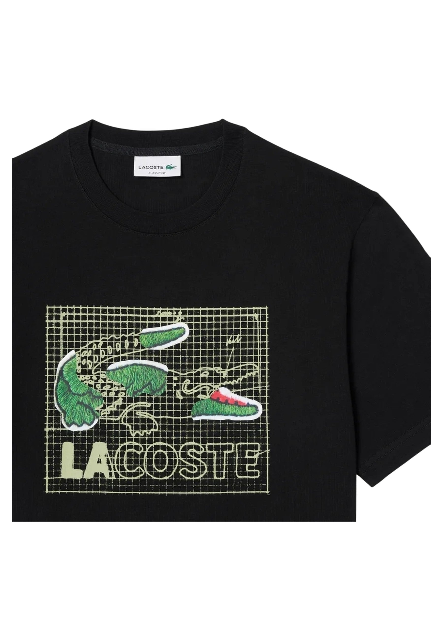 CAMISETA LACOSTE NEGRA DESIGNED CROCO PRINT TEE