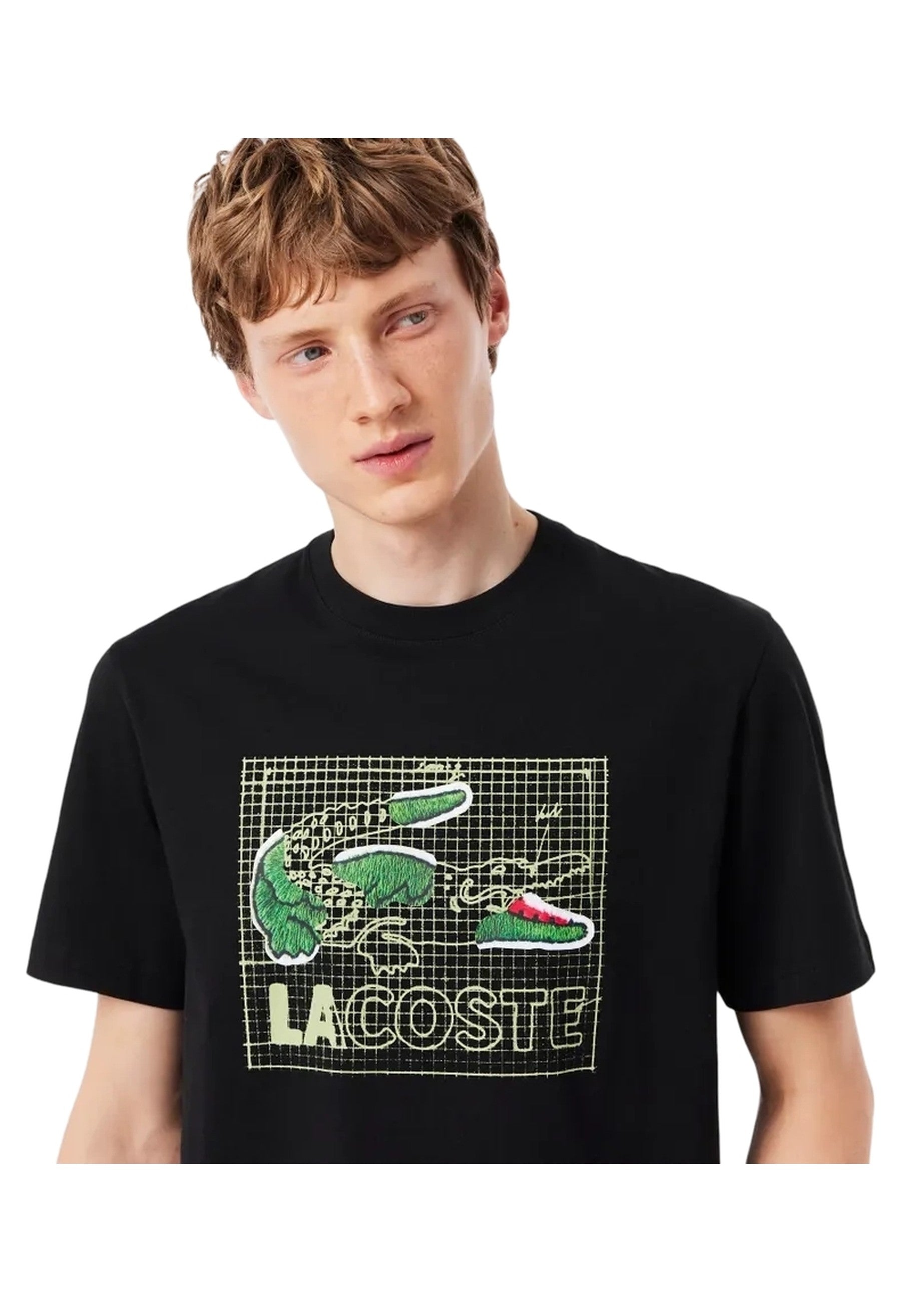 CAMISETA LACOSTE NEGRA DESIGNED CROCO PRINT TEE