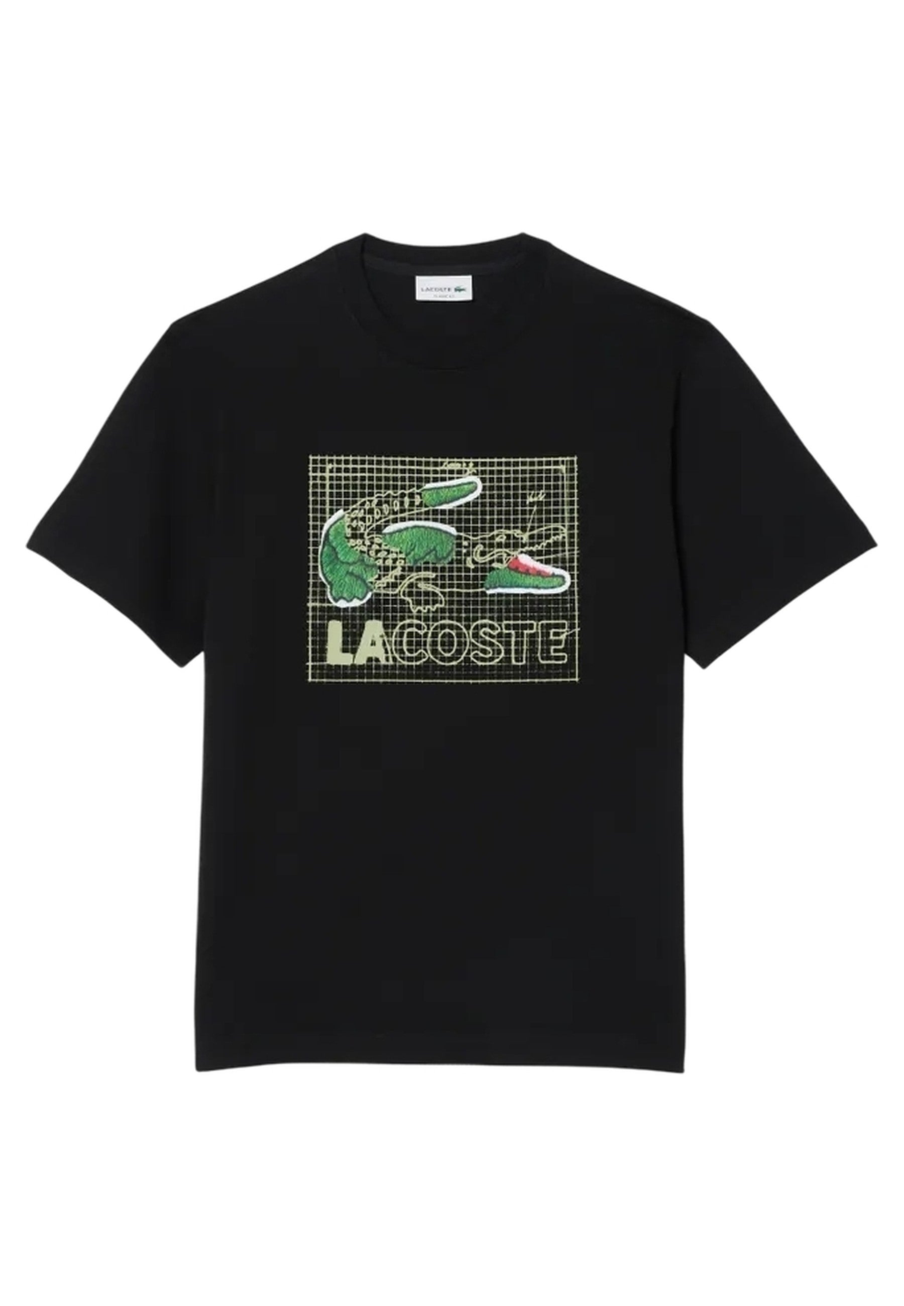 CAMISETA LACOSTE NEGRA DESIGNED CROCO PRINT TEE