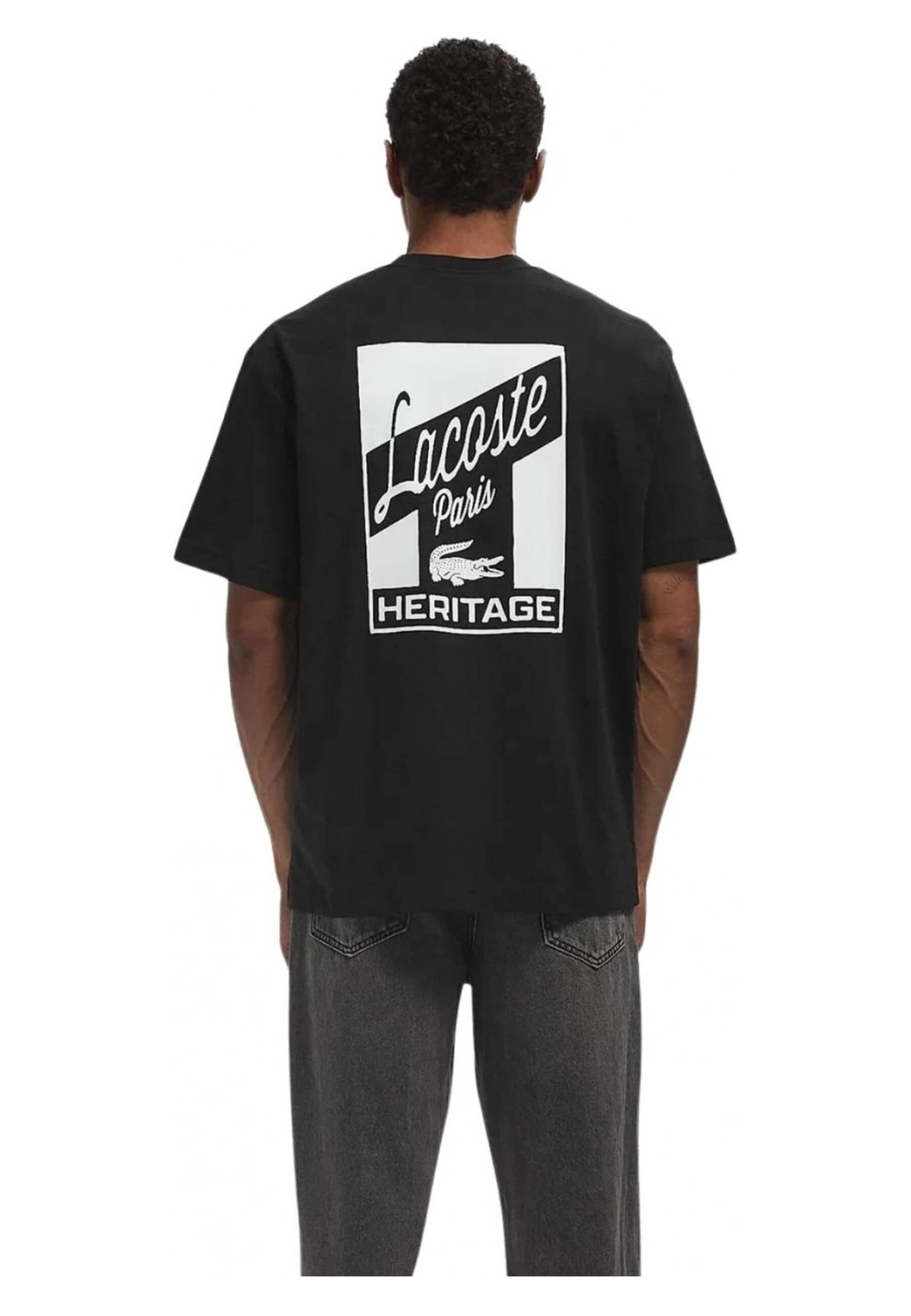 CAMISETA LACOSTE NEGRA HERITAGE BACK LOGO TEE