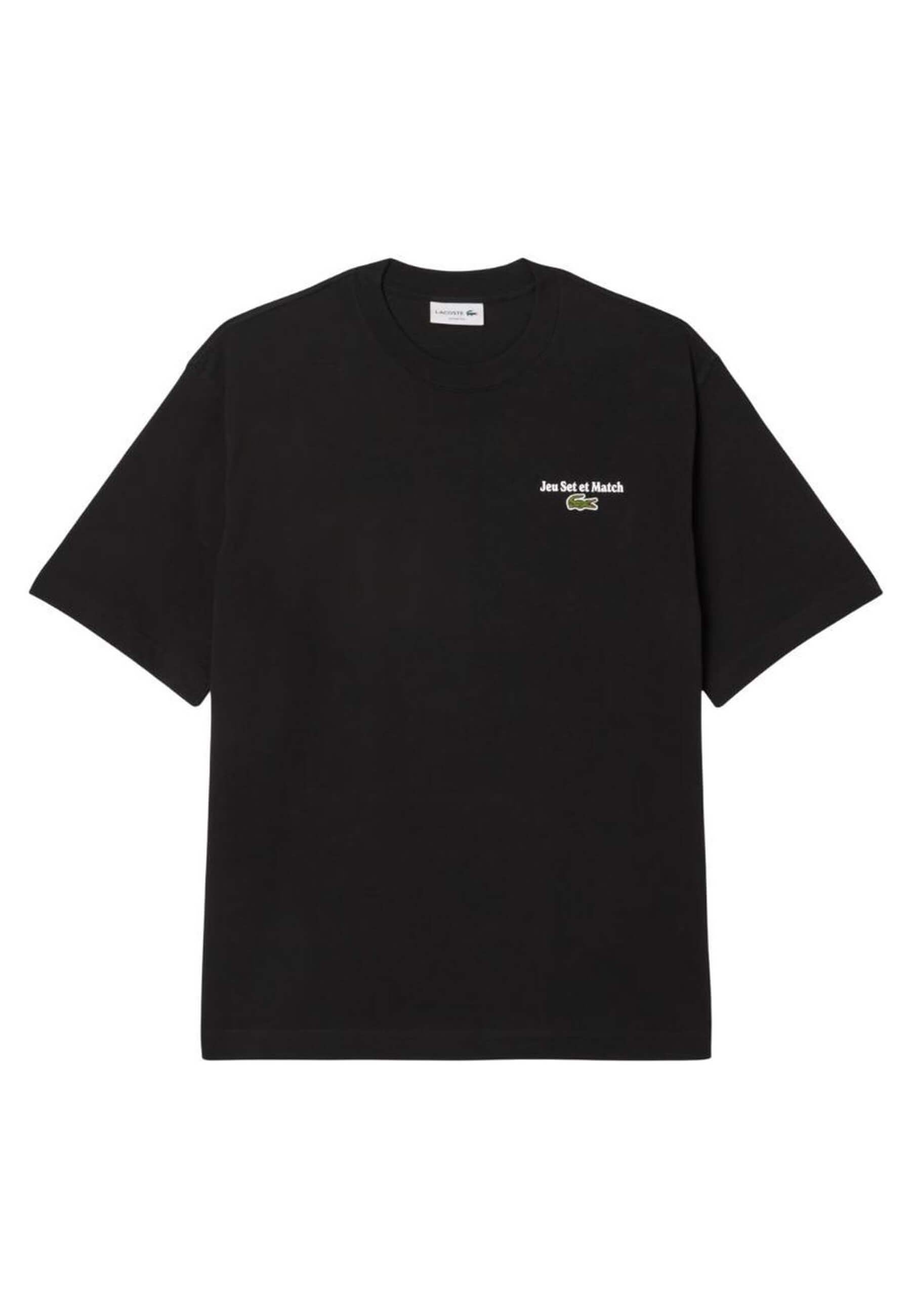 CAMISETA LACOSTE NEGRA OVERSIZE JEU SET ET MATCH HEAVYWHEIGHT TEE