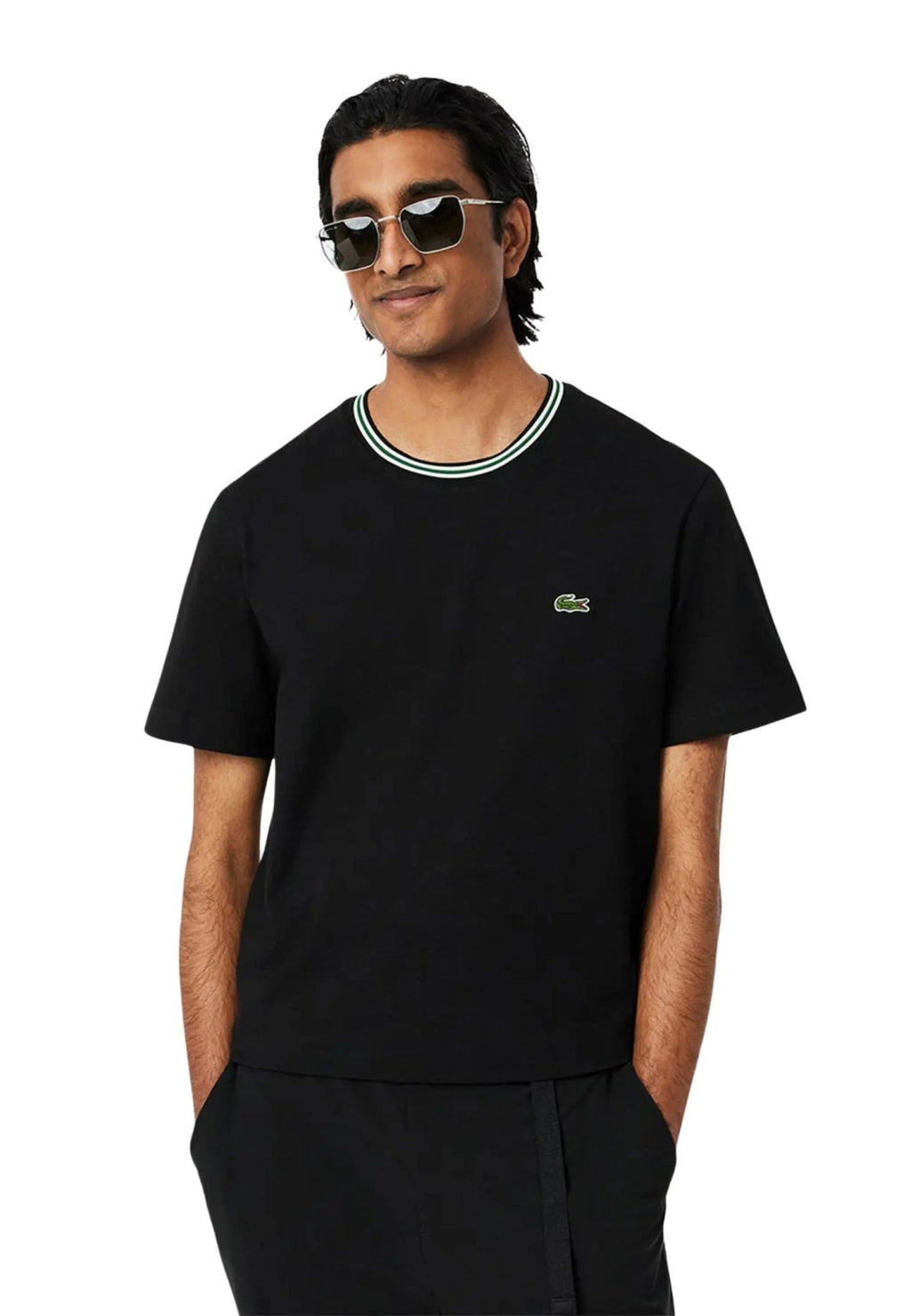 CAMISETA LACOSTE NEGRA RINGER TEE - AREA ZERO