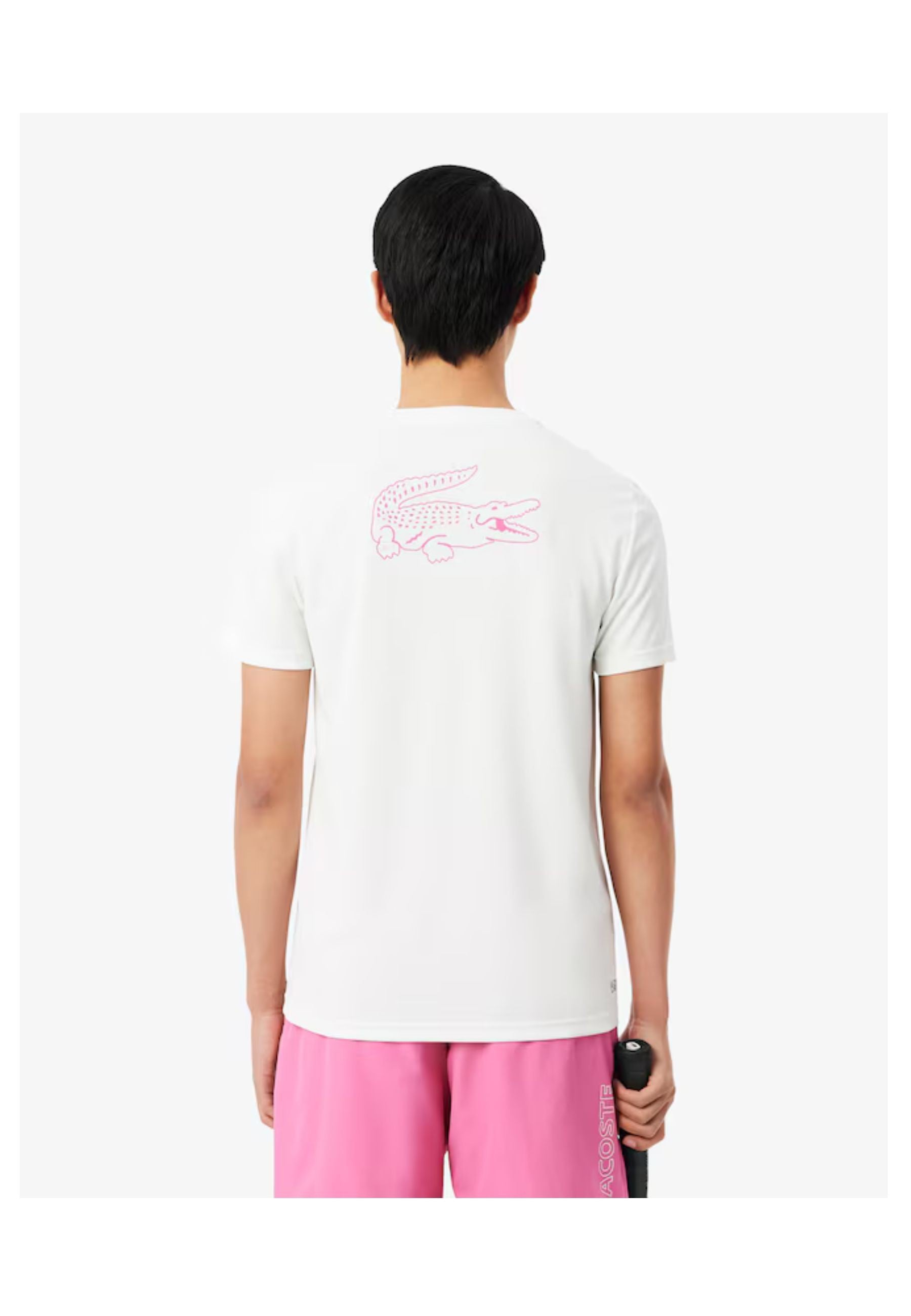 CAMISETA LACOSTE SPORT BLANCA ULTRA DRY RIBETED CONTRAST TEE