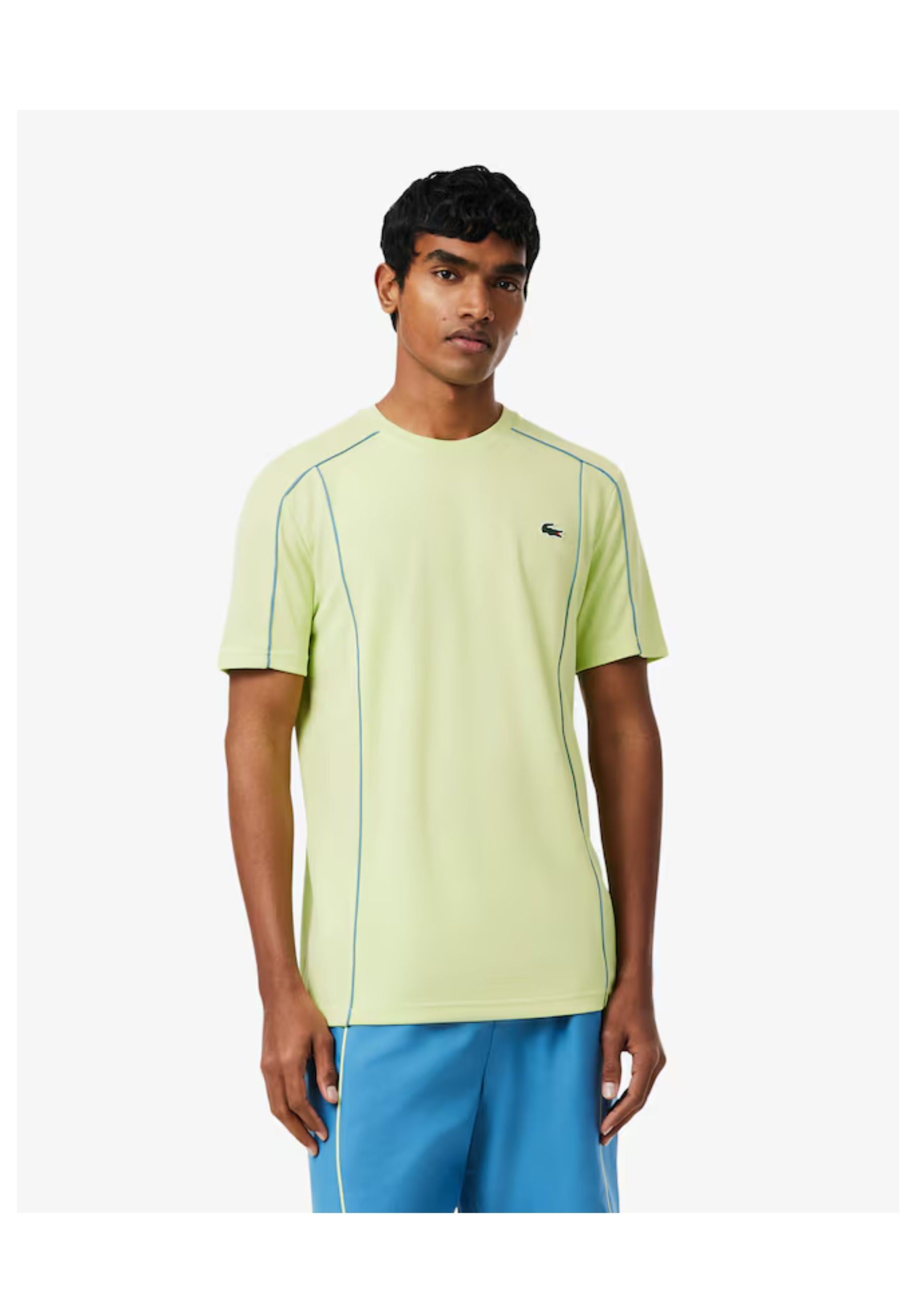 CAMISETA LACOSTE SPORT VERDE ULTRA DRY RIBETED CONTRAST TEE