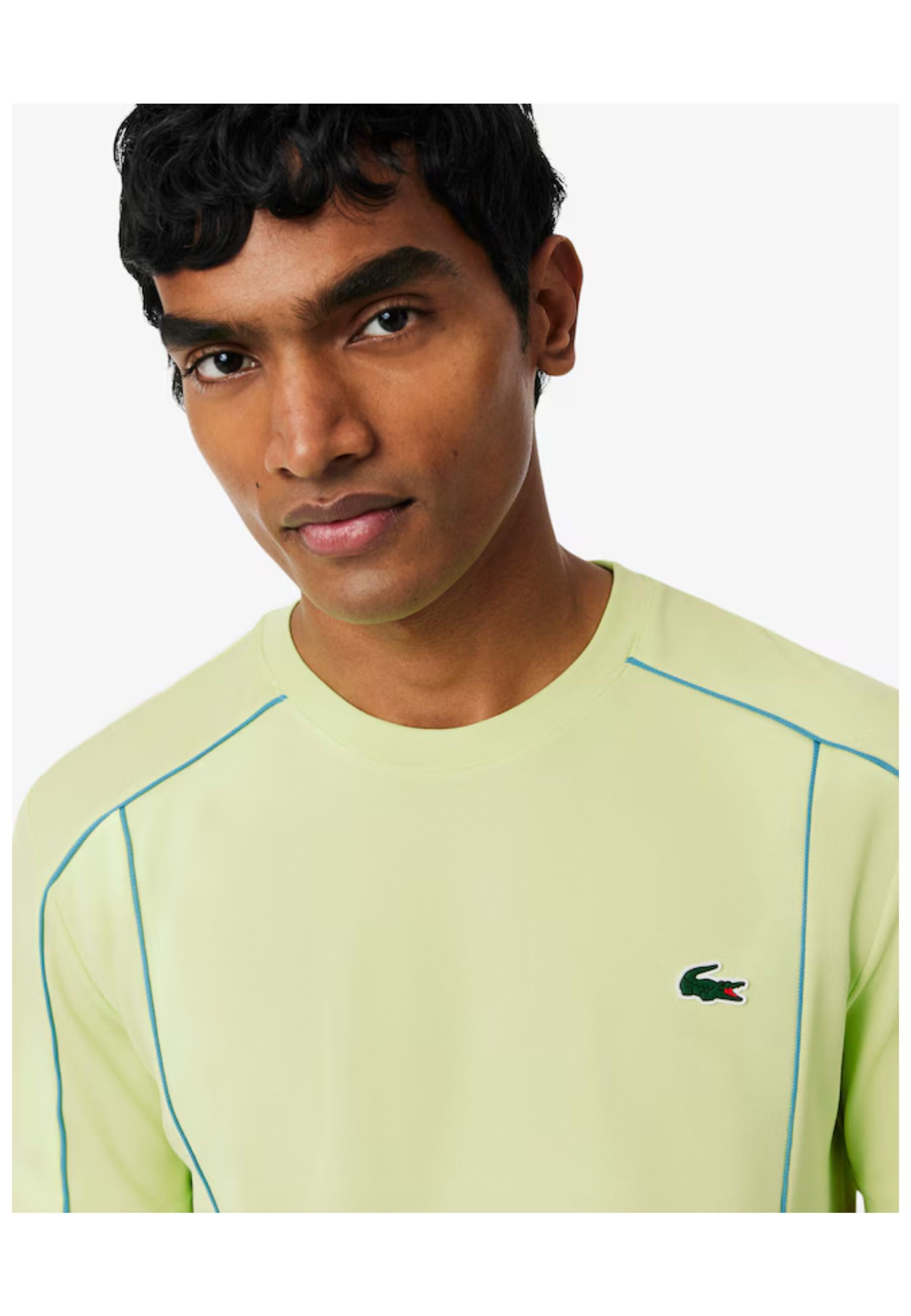 CAMISETA LACOSTE SPORT VERDE ULTRA DRY RIBETED CONTRAST TEE