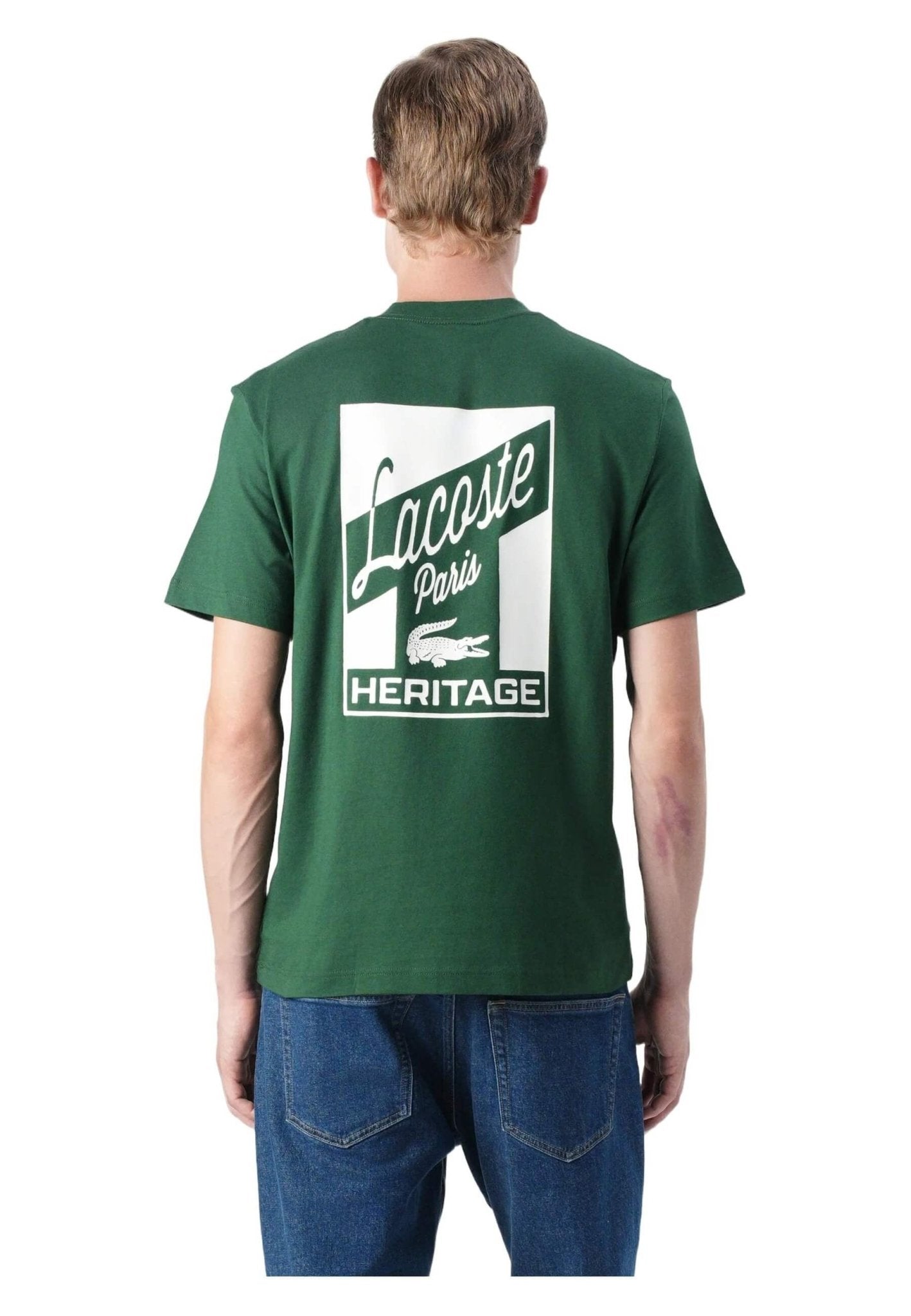 CAMISETA LACOSTE VERDE HERITAGE BACK LOGO TEE - AREA ZERO