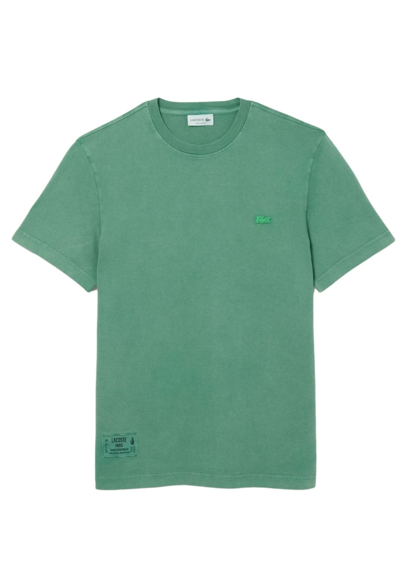 CAMISETA LACOSTE VERDE WASHED COTTON TEE - AREA ZERO