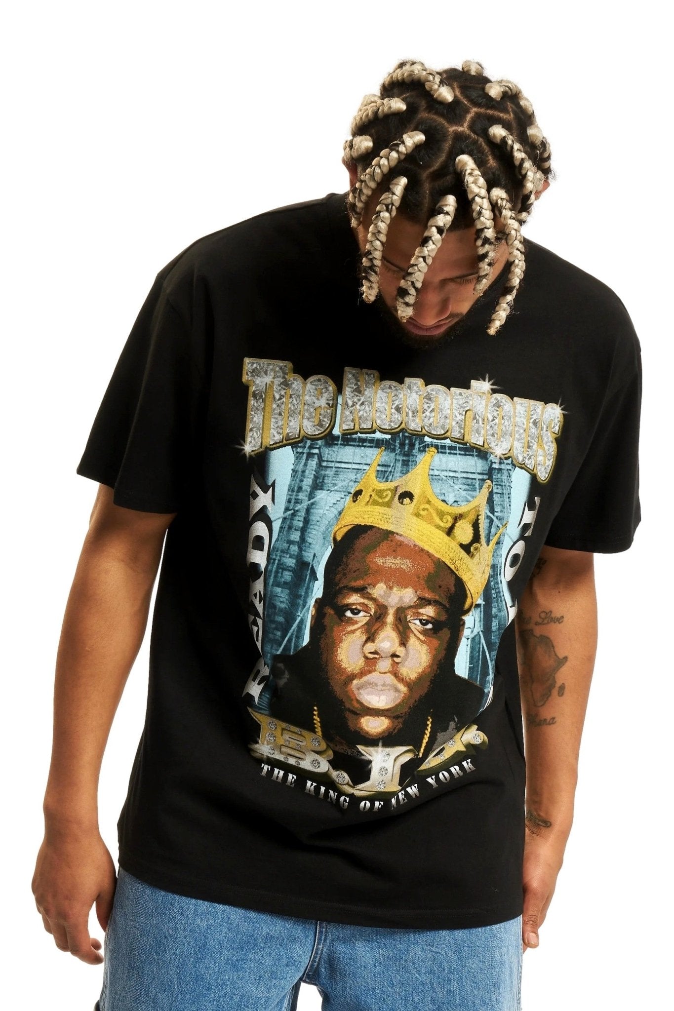 CAMISETA MISTER TEE NEGRA BIGGIE CROWN OVERSIZED TEE - AREA ZERO