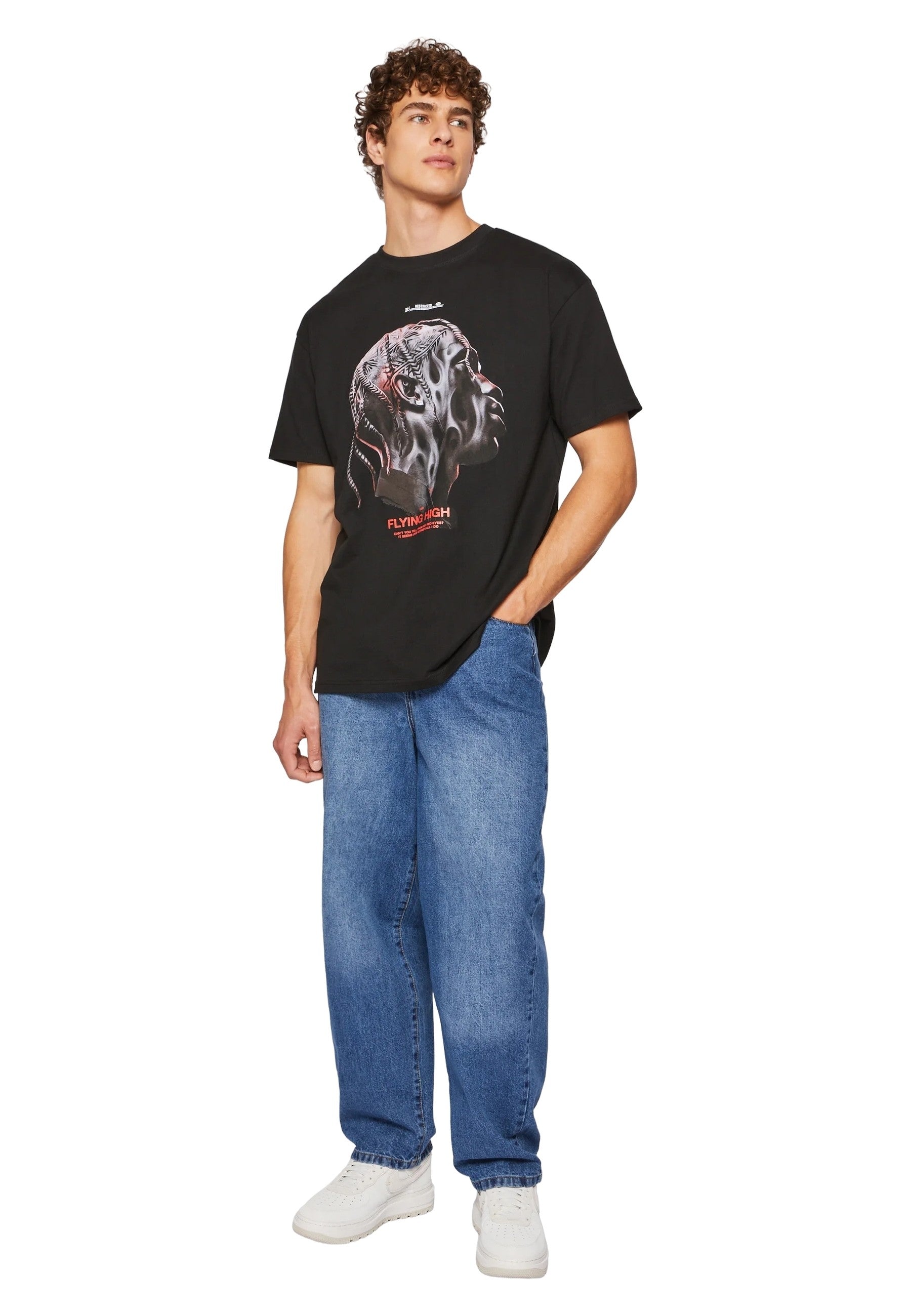 CAMISETA MISTER TEE NEGRA FLYING HIGH OVERSIZED TEE