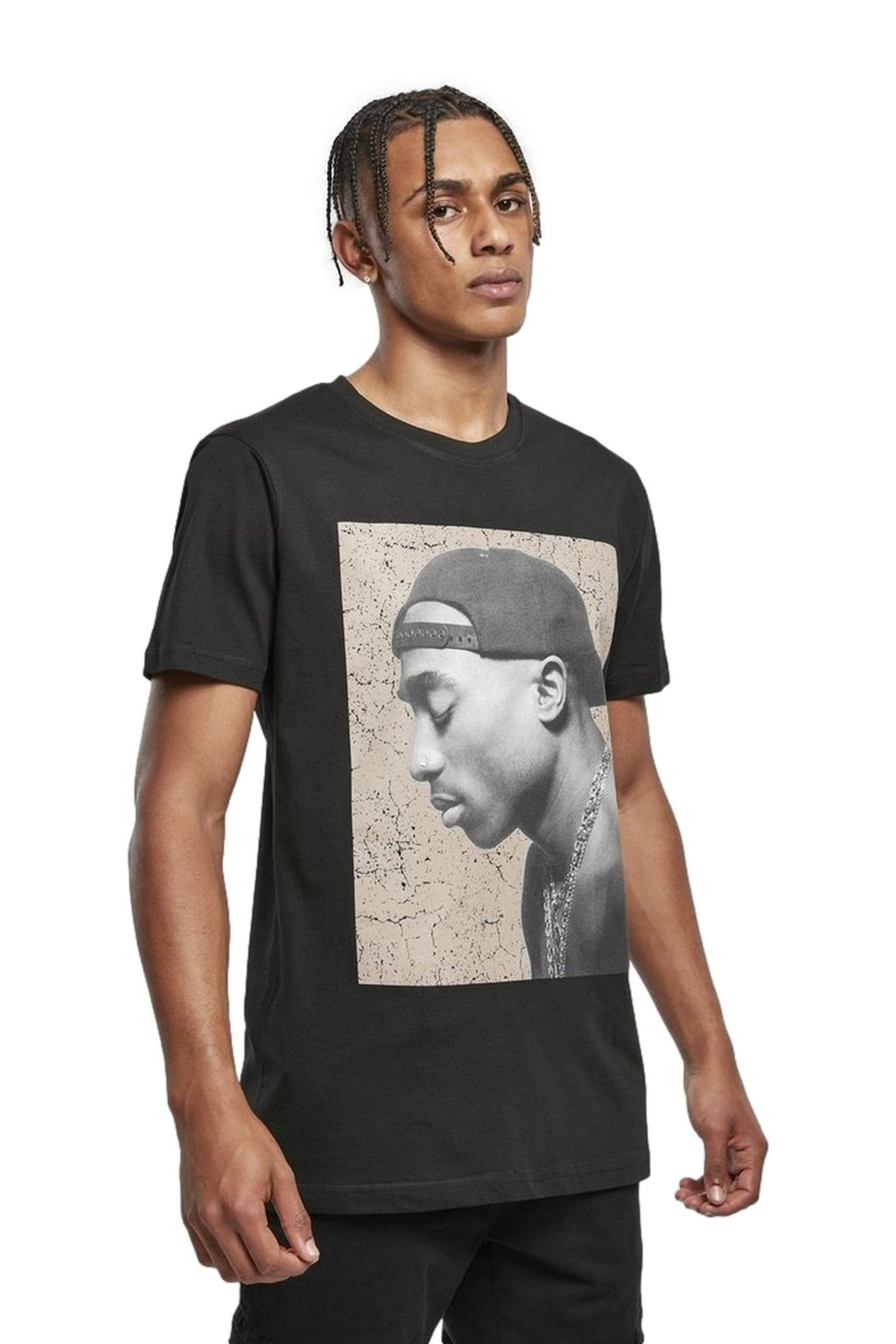 CAMISETA MISTER TEE NEGRA TUPACK CRACKED BACKGROUND TEE - AREA ZERO