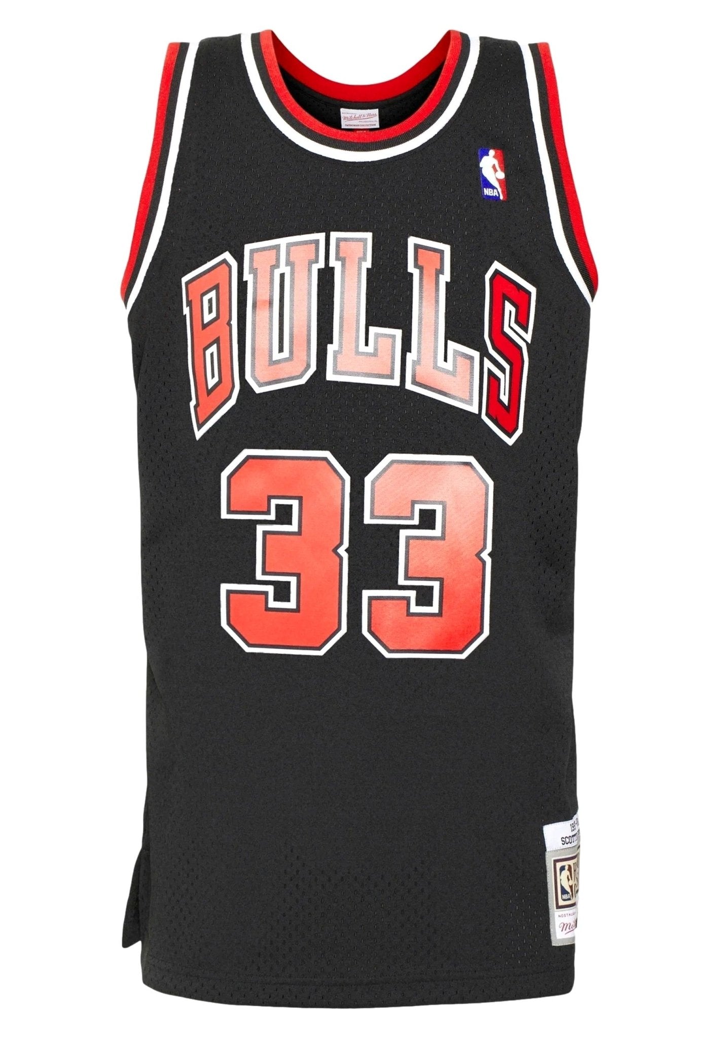 CAMISETA MITCHELL AND NESS NEGRA BULLS SCOTTIE PIPPEN 33 1995 - 96 - AREA ZERO
