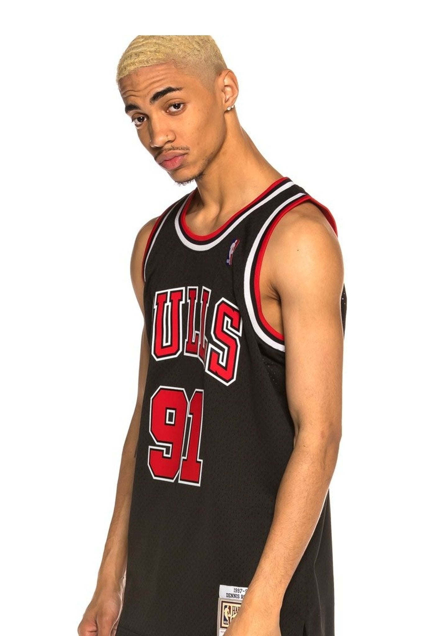 Camiseta Mitchell & Ness Bulls Rodman 91 Negra