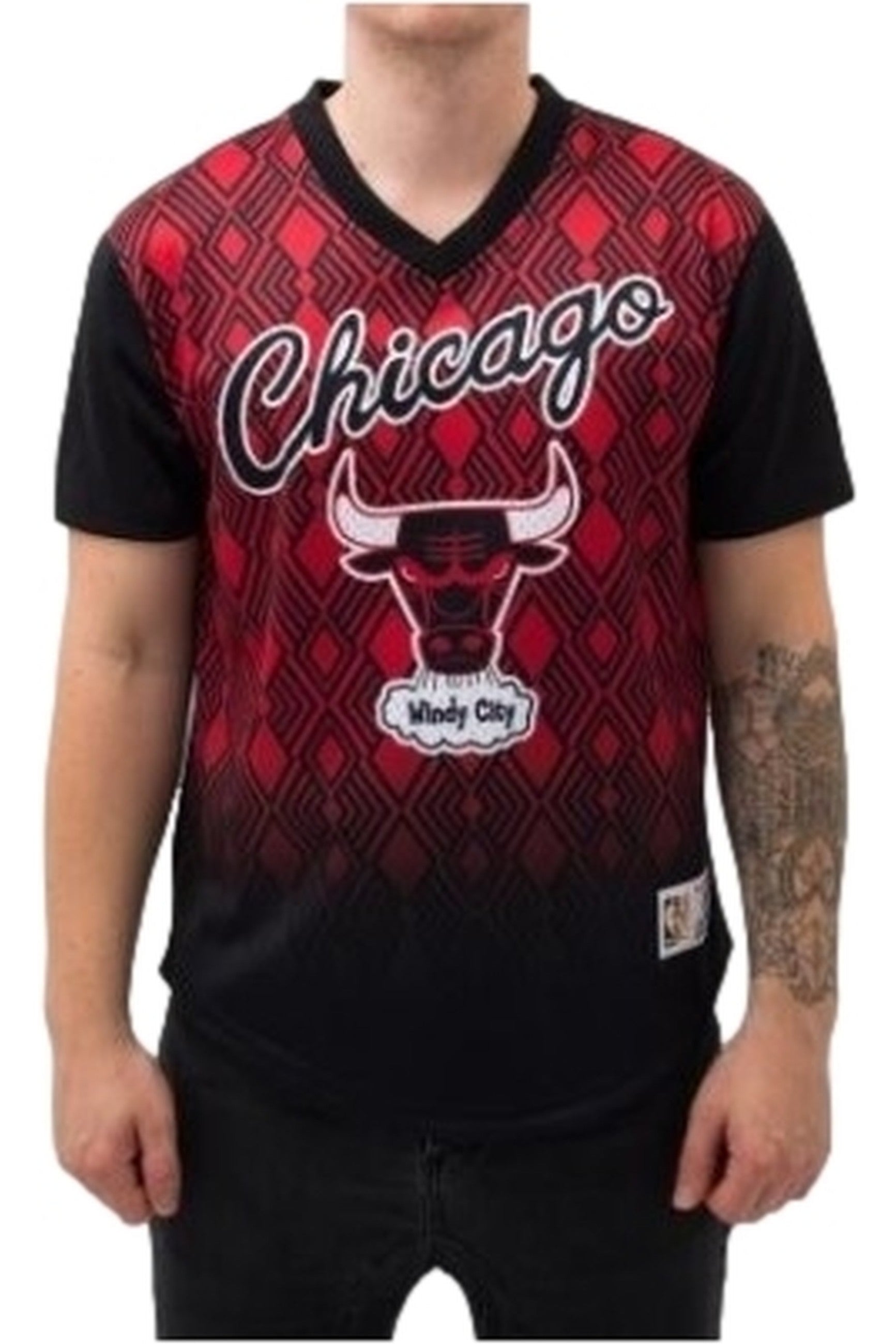 CAMISETA MITCHELL & NESS ROJA BULLS MESS ESTAMPADO PECHO MANGA CORTA