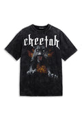 CAMISETA NEGRA CHEETAH FLAMES WASHED TEE