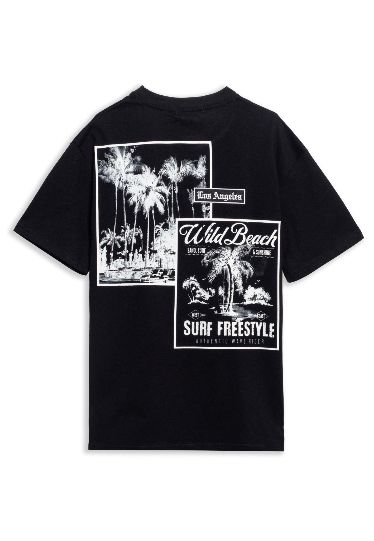 CAMISETA NEGRA LOS ANGELES WILD BEACH OVERSIZED TEE - AREA ZERO