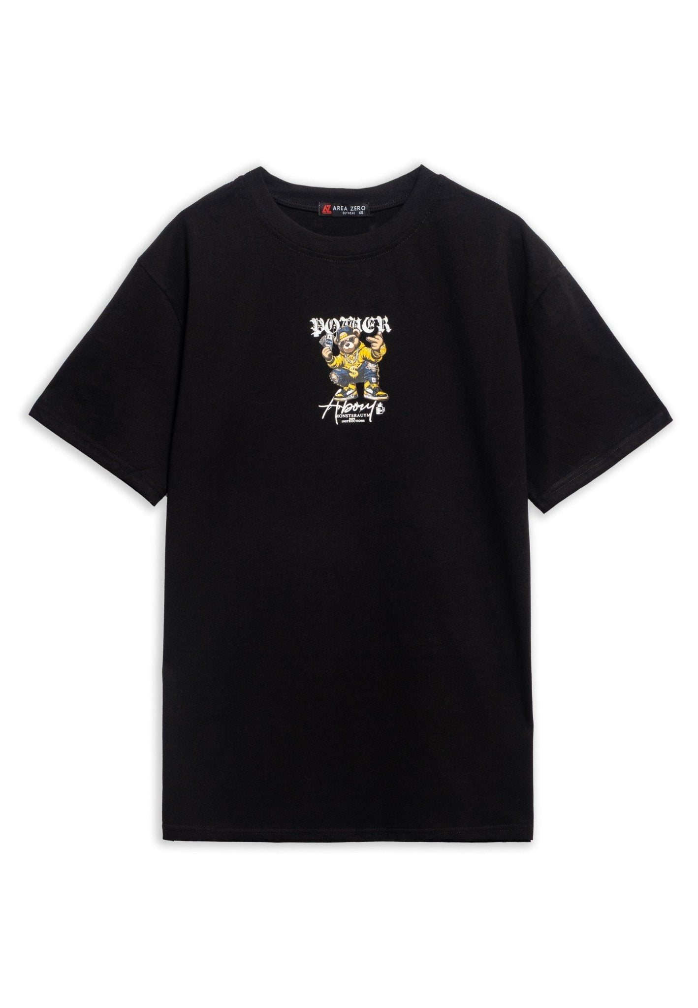CAMISETA NEGRA POWER BEAR OVERSIZED TEE - AREA ZERO