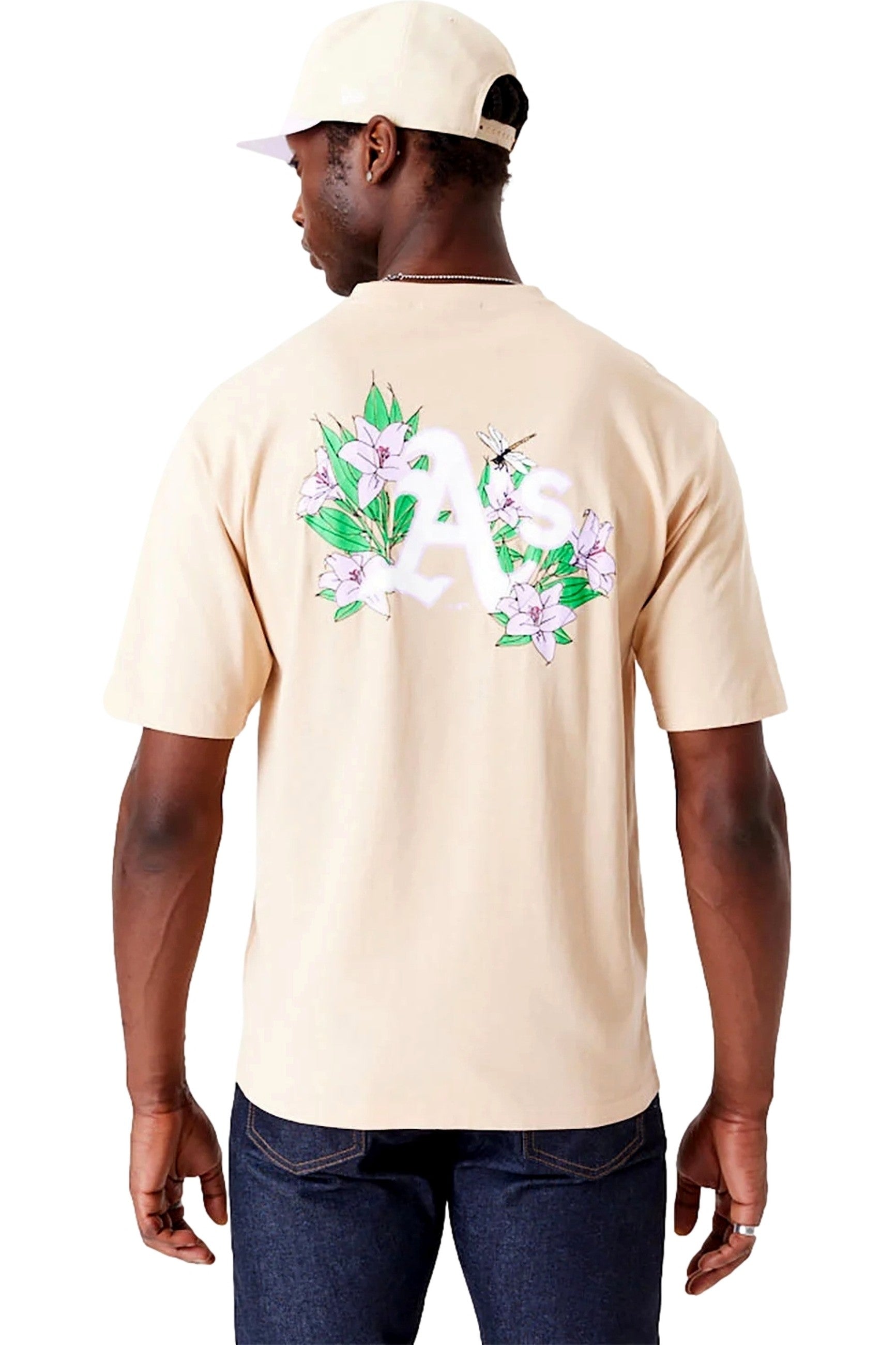 CAMISETA NEW ERA BEIGE MLB FLORAL GRPHC OS TEE OAKATH