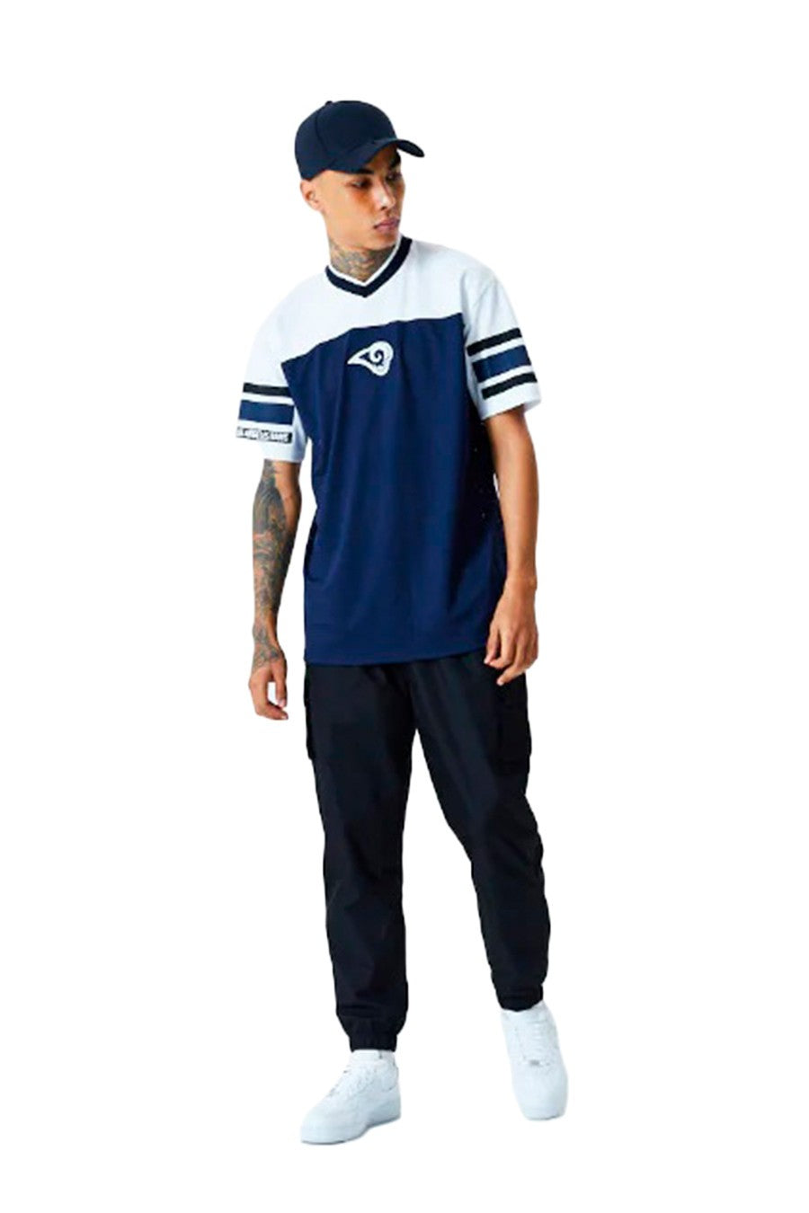 CAMISETA NEW ERA MARINO RAMS JACQUARD OVERSIZED MESH TEE LOSRAM