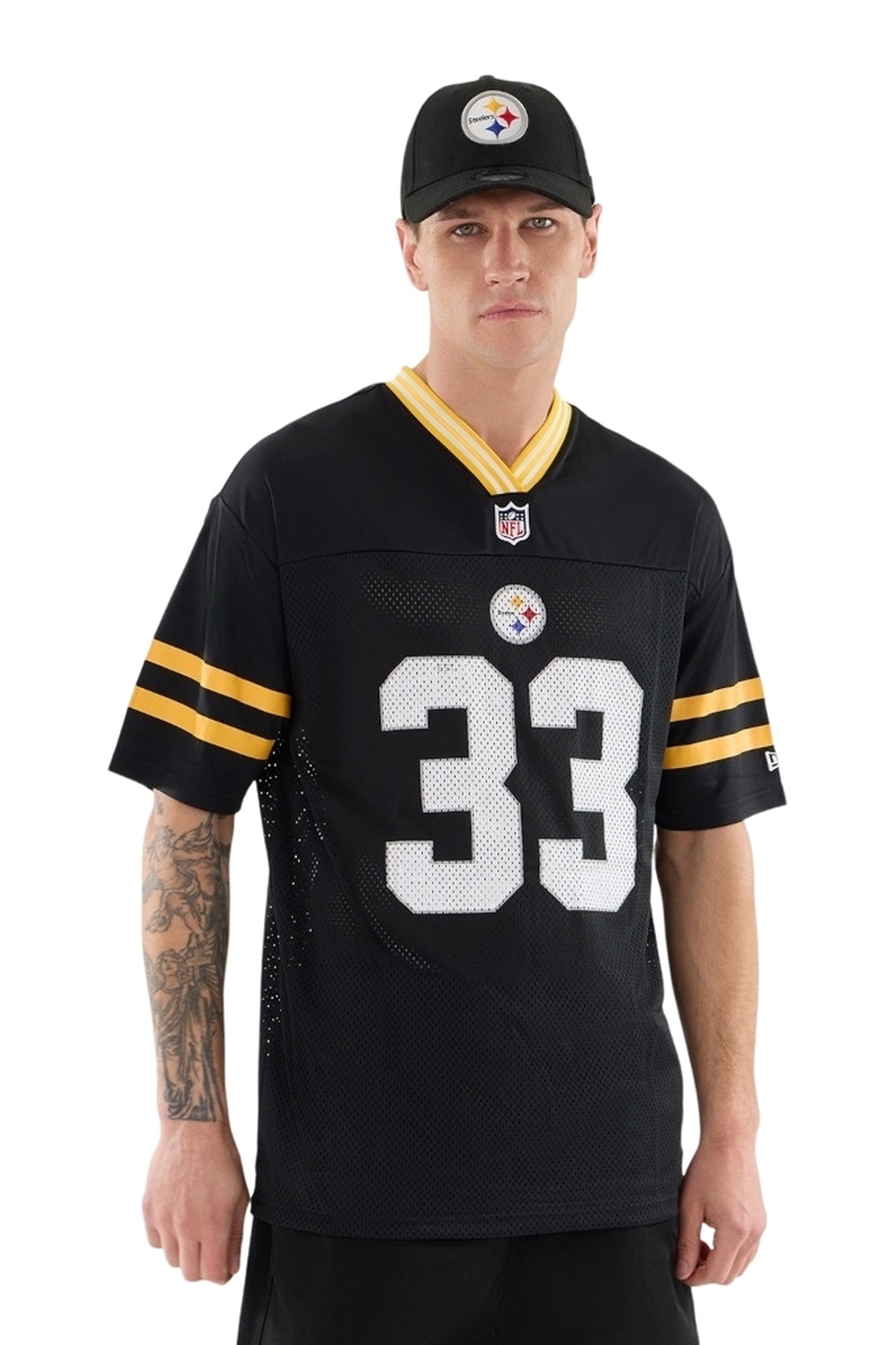 CAMISETA NEW ERA NEGRA STEELERS NOS NFL MESH TEE