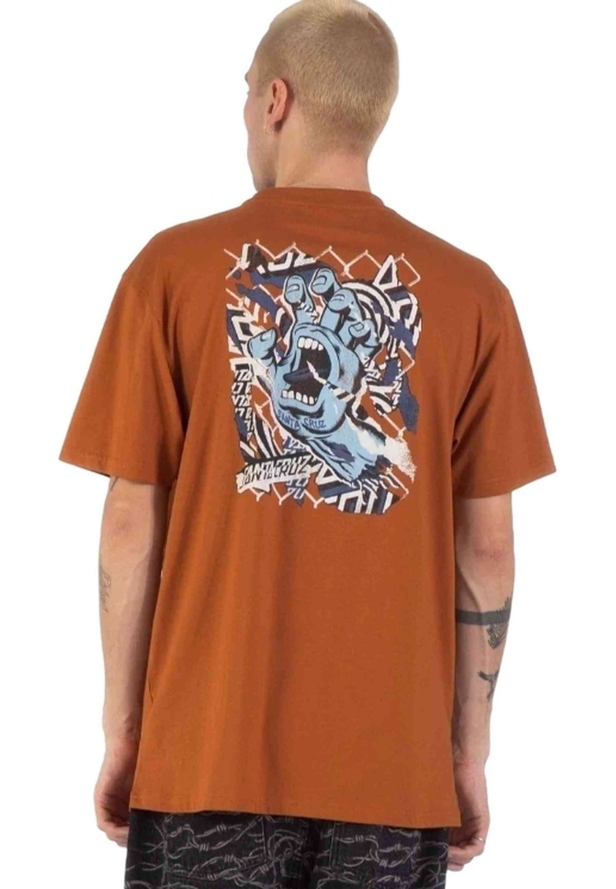 CAMISETA SANTA CRUZ MARRON DAMAGED HAND TEE