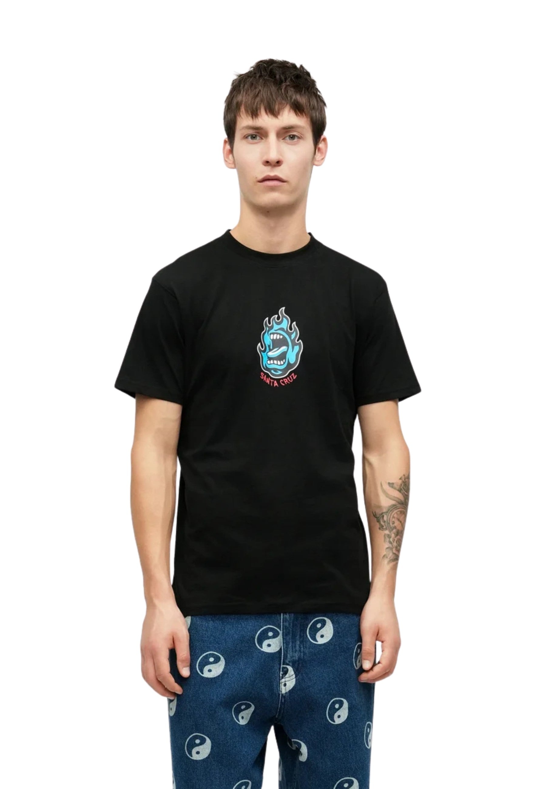 CAMISETA SANTA CRUZ NEGRA SCREAMING FLAME FRONT TEE
