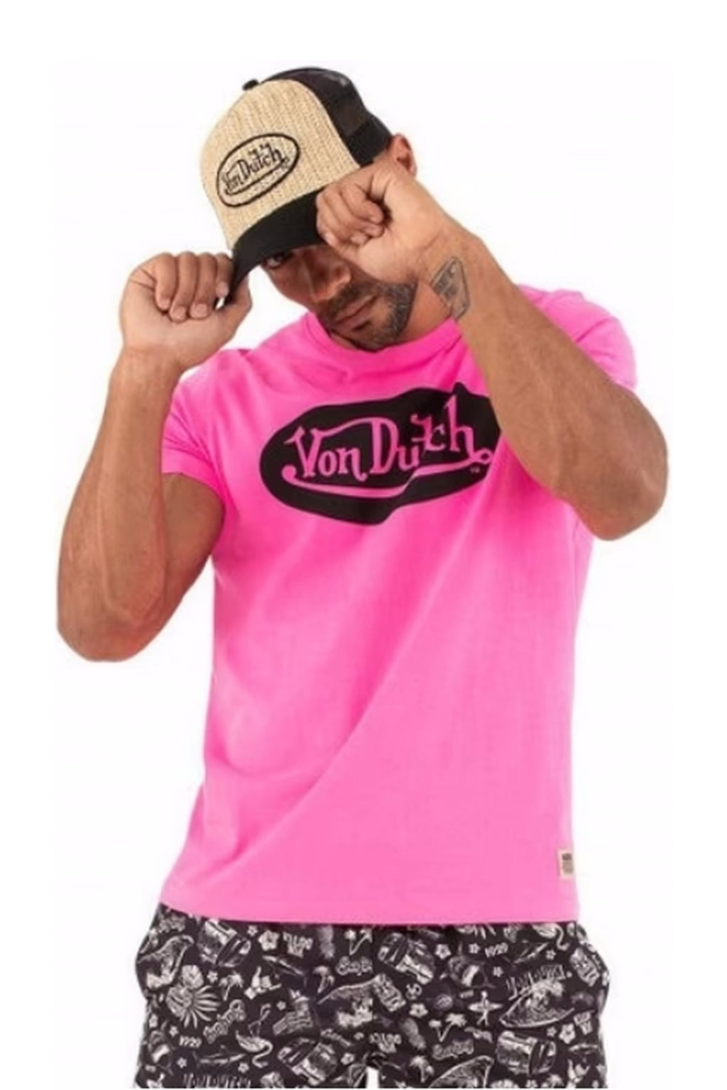 CAMISETA VON DUTCH FUXIA FRONT LOGO TEE